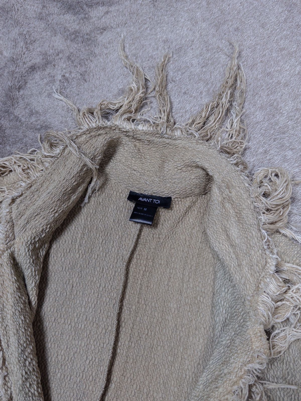 Avant Toi Woman’s Avant Toi Beige Cotton Fringe Cardigan Jacket Size M Size M / US 6-8 / IT 42-44 - 7 Thumbnail