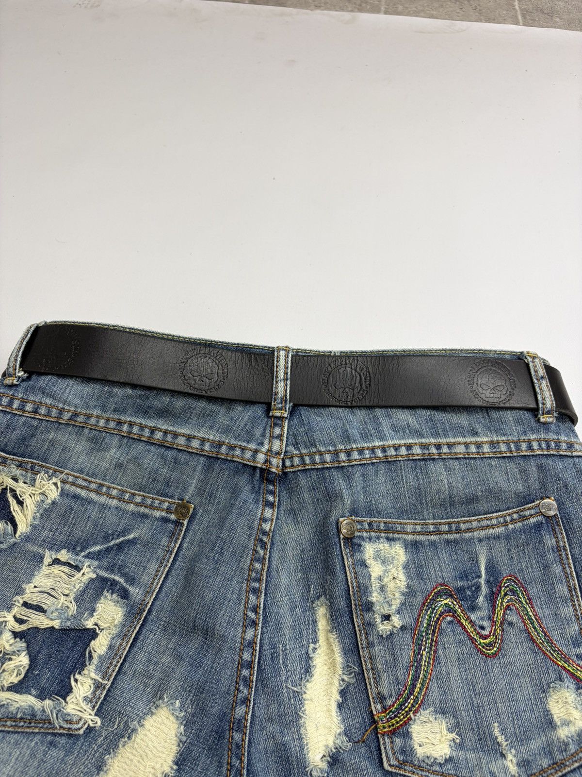 Harley Davidson Vintage Harley Davidson Belt Y2K Rhinestones Punk Leather Size 34 - 14 Thumbnail