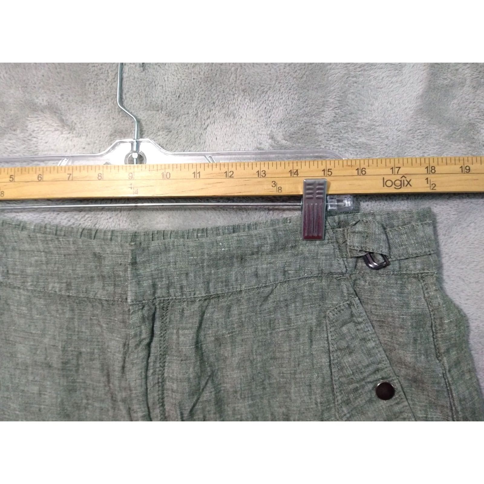 Athleta Athleta Shorts Womens 16 Green Voyager Linen High Rise Elastic Waist Beachy Size 38" / US 16 / IT 52 - 3 Thumbnail