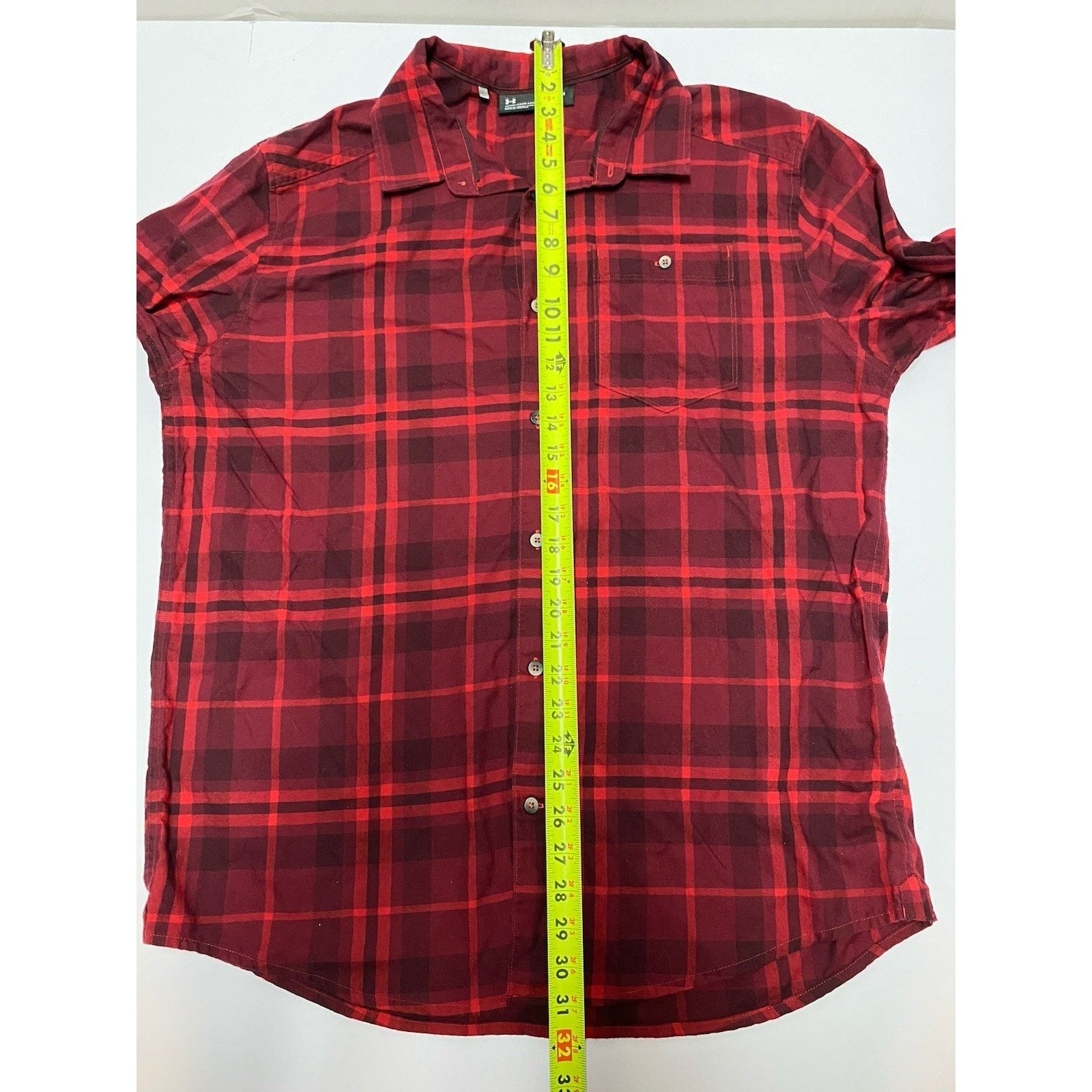 Under Armour UA Men's Red Plaid Button Up Fitted Long Sleeve Shirt Sz XL Size US XL / EU 56 / 4 - 6 Thumbnail