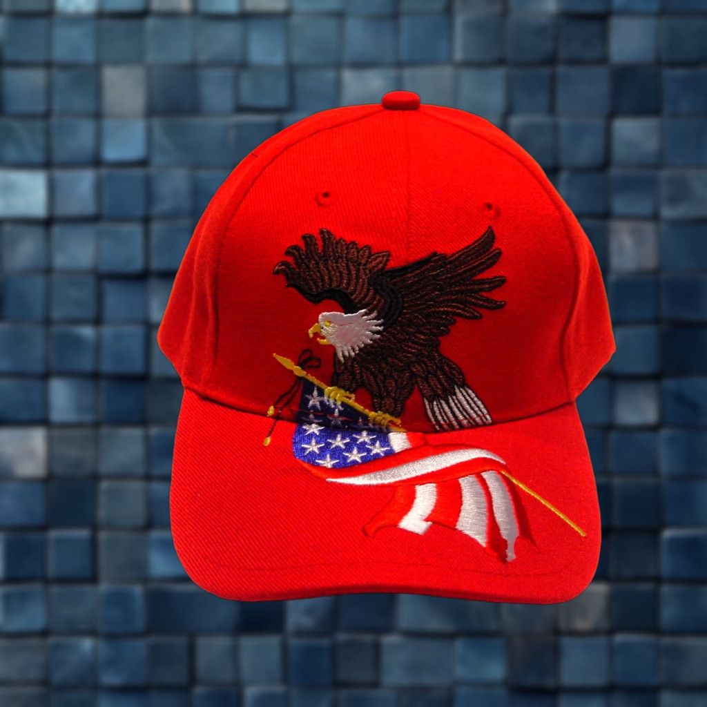 Vintage VINTAGE Eagle USA American Flag Baseball Cap Men Adjustable Red Size ONE SIZE - 1 Thumbnail