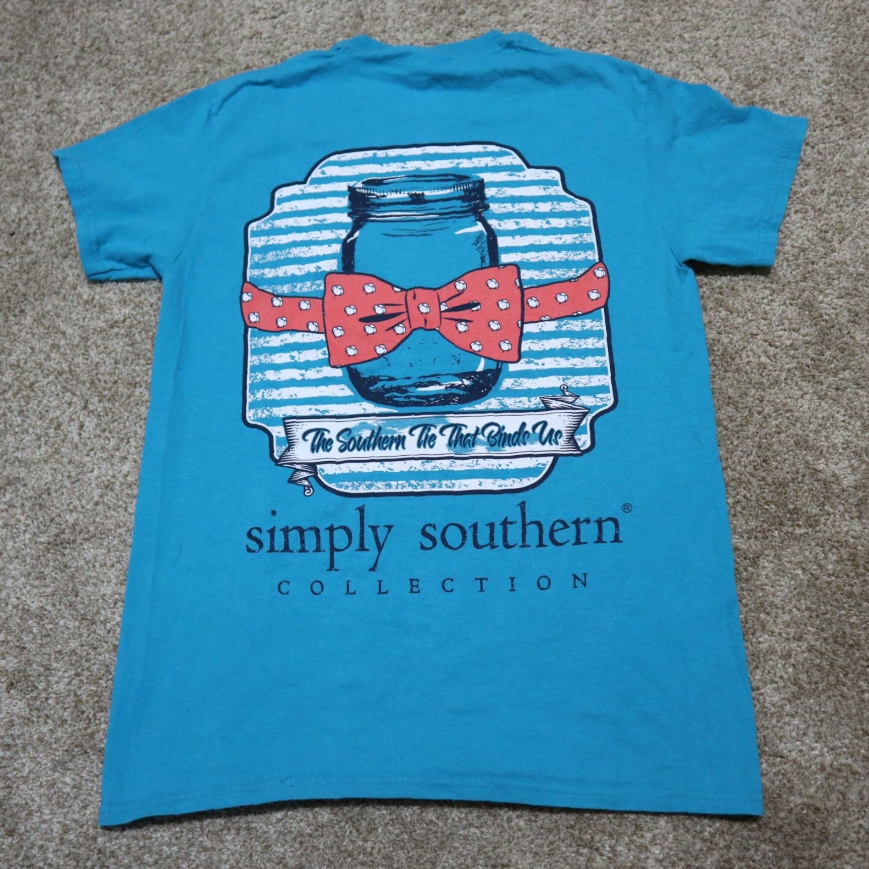 Vintage SIMPLY SOUTHERN T-SHIRT WOMENS BLUE MASON JAR “TIE THAT BINDS US” SMALL SS SHIRT Womens Short Sleeve Crew Neck Blue 100% Cotton Size S / US 4 / IT 40 - 8 Thumbnail
