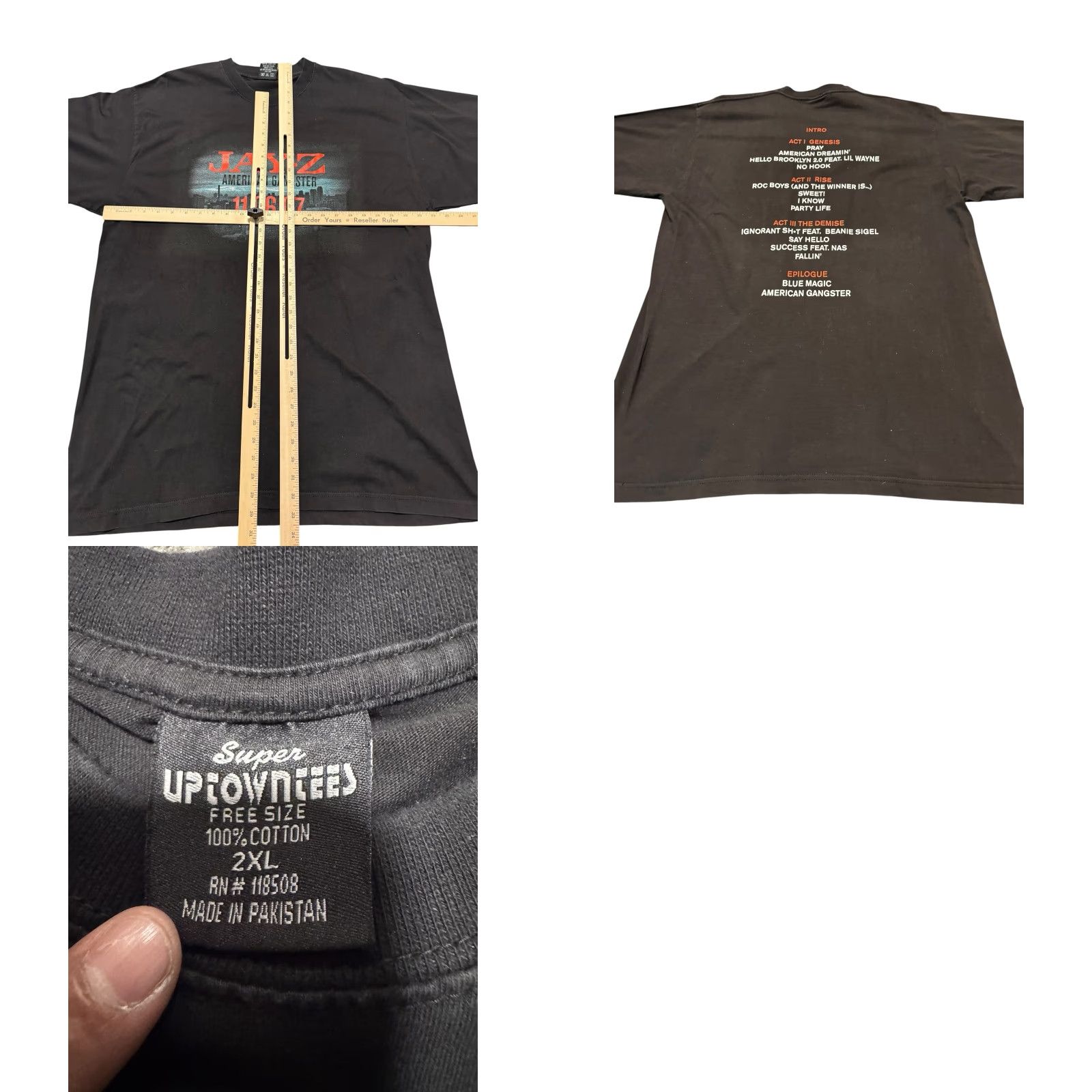Fruit Of The Loom VINTAGE Jay-Z American Gangster Promo T-Shirt 2XL Album Tracklist Rap Tee 2007 Size US XXL / EU 58 / 5 - 9 Thumbnail