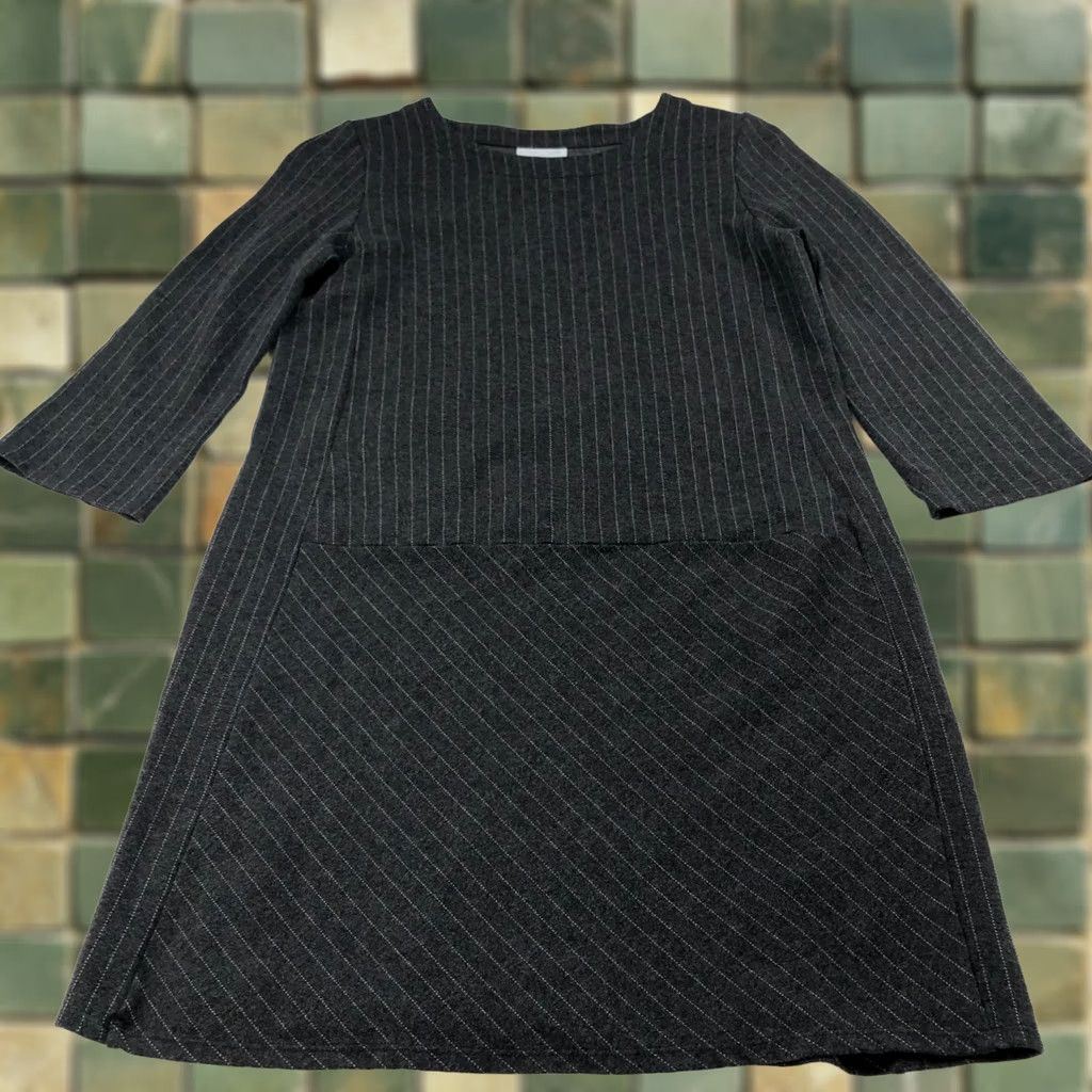 J. Jill J. Jill Ponte Knit Dress Striped 3/4 Sleeve Petite PXS Gray Knee Length Mens? Womens? Size XS / US 0-2 / IT 36-38 - 1 Thumbnail