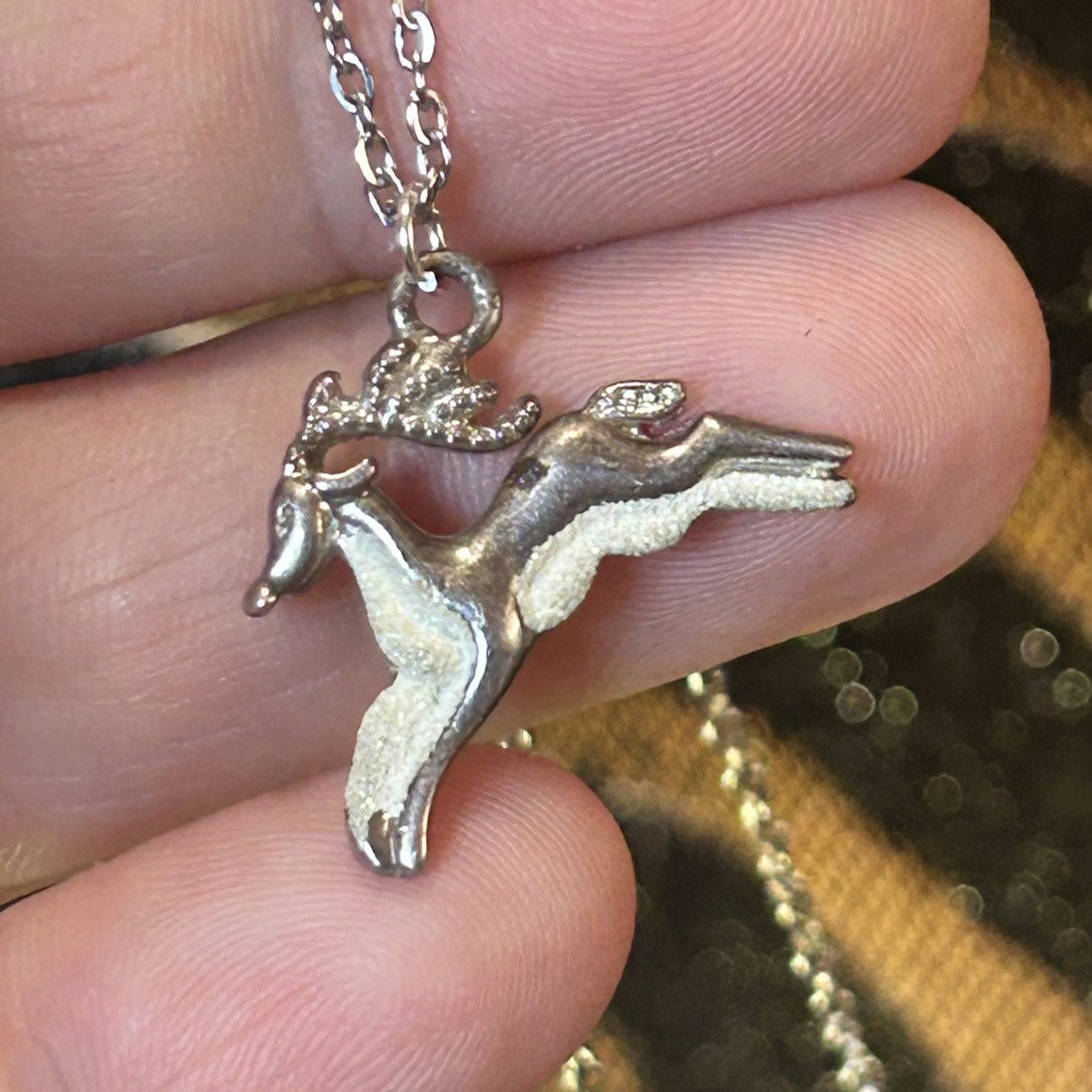 Handmade Handcrafted vintage sparkle enamel reindeer necklace Size ONE SIZE - 5 Thumbnail