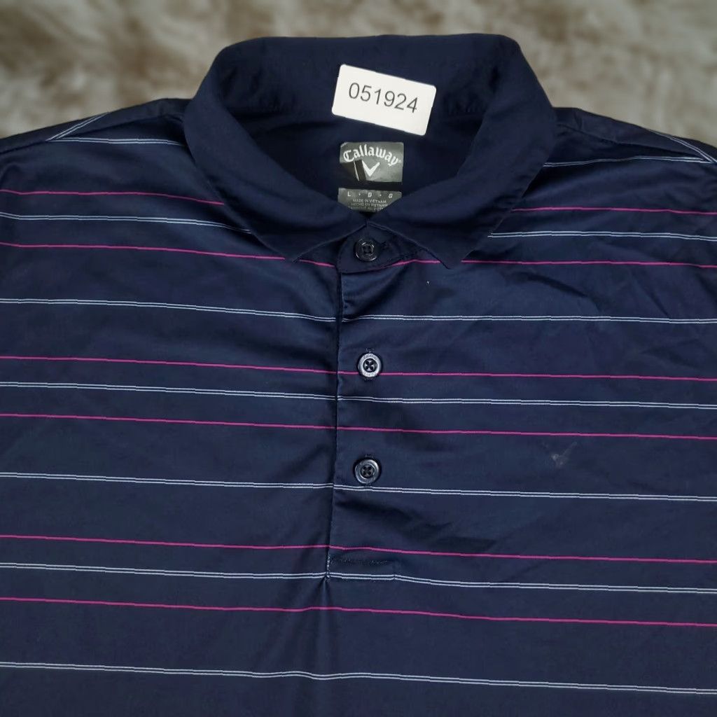 Callaway Callaway Polo Shirt Mens Large Blue Striped Opti Dri Golf Short Sleeve Polo Shirt Size US L / EU 52-54 / 3 - 1 Thumbnail