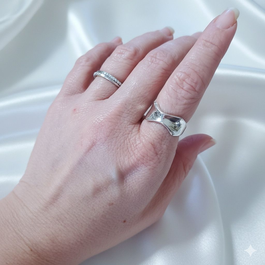 Other Abstract Size 7.75 Ring 925 Sterling Silver Vintage Bowtie Size ONE SIZE - 5 Thumbnail