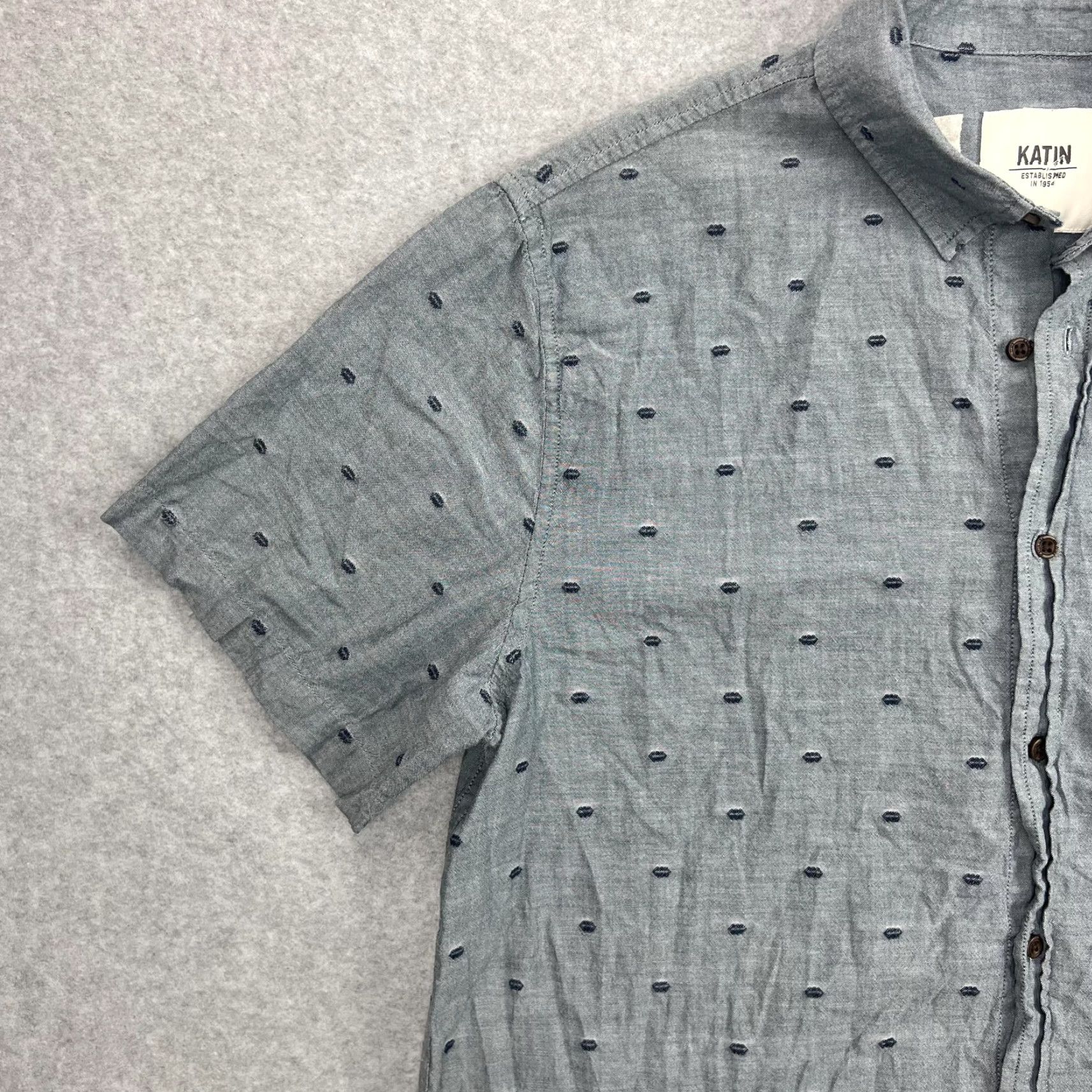Katin Katin Shirt Mens M Gray Short Sleeve Button Up Casual Preppy Adult Size US M / EU 48-50 / 2 - 6 Thumbnail