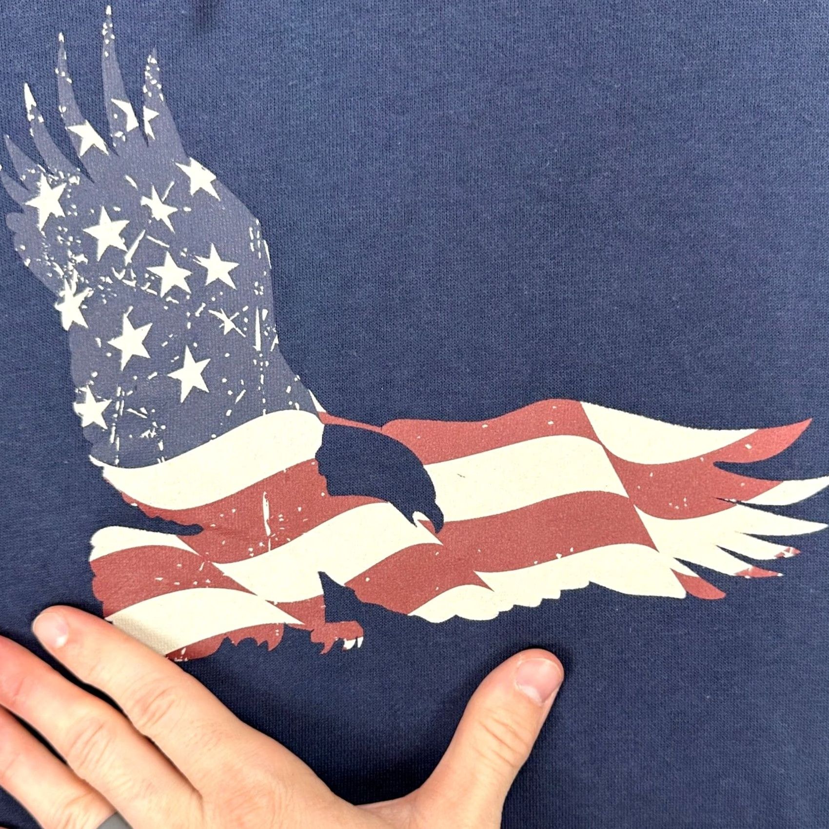 Vintage Field & Stream Mens Hoodie Sweatshirt XL Blue Eagle American Flag Drawstring NEW Size US XL / EU 56 / 4 - 6 Thumbnail