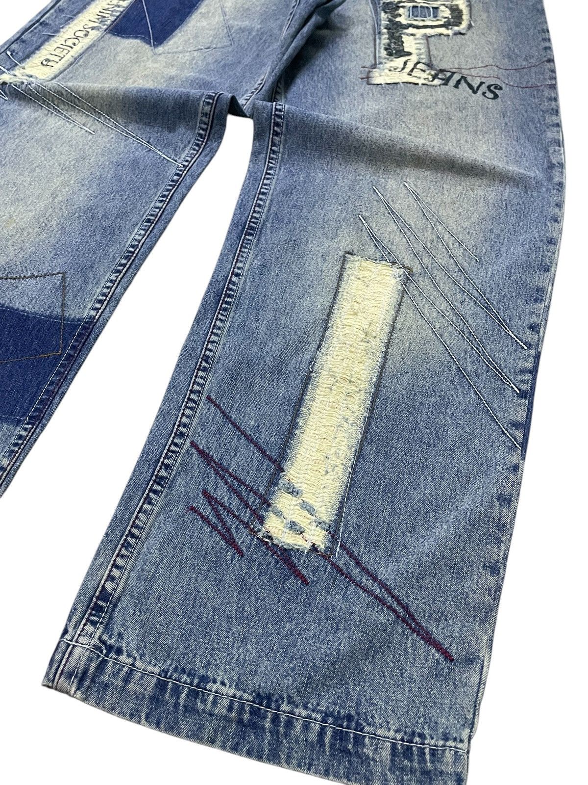 Dogtown × JNCO × Sean John Paco Deconstructed Cut & Sew Distressed Massive Baggy Jeans Size US 30 / EU 46 - 6 Thumbnail