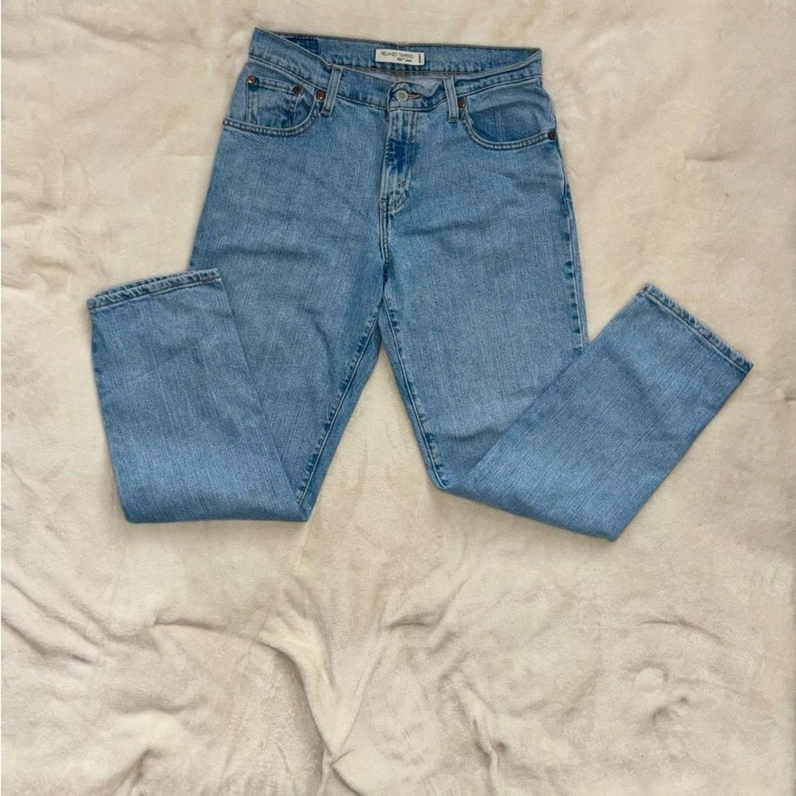 Levi's 505 Levis Light Wash Relaxed Tapered Jeans 8 Short Size 30" / US 8 / IT 44 - 3 Thumbnail