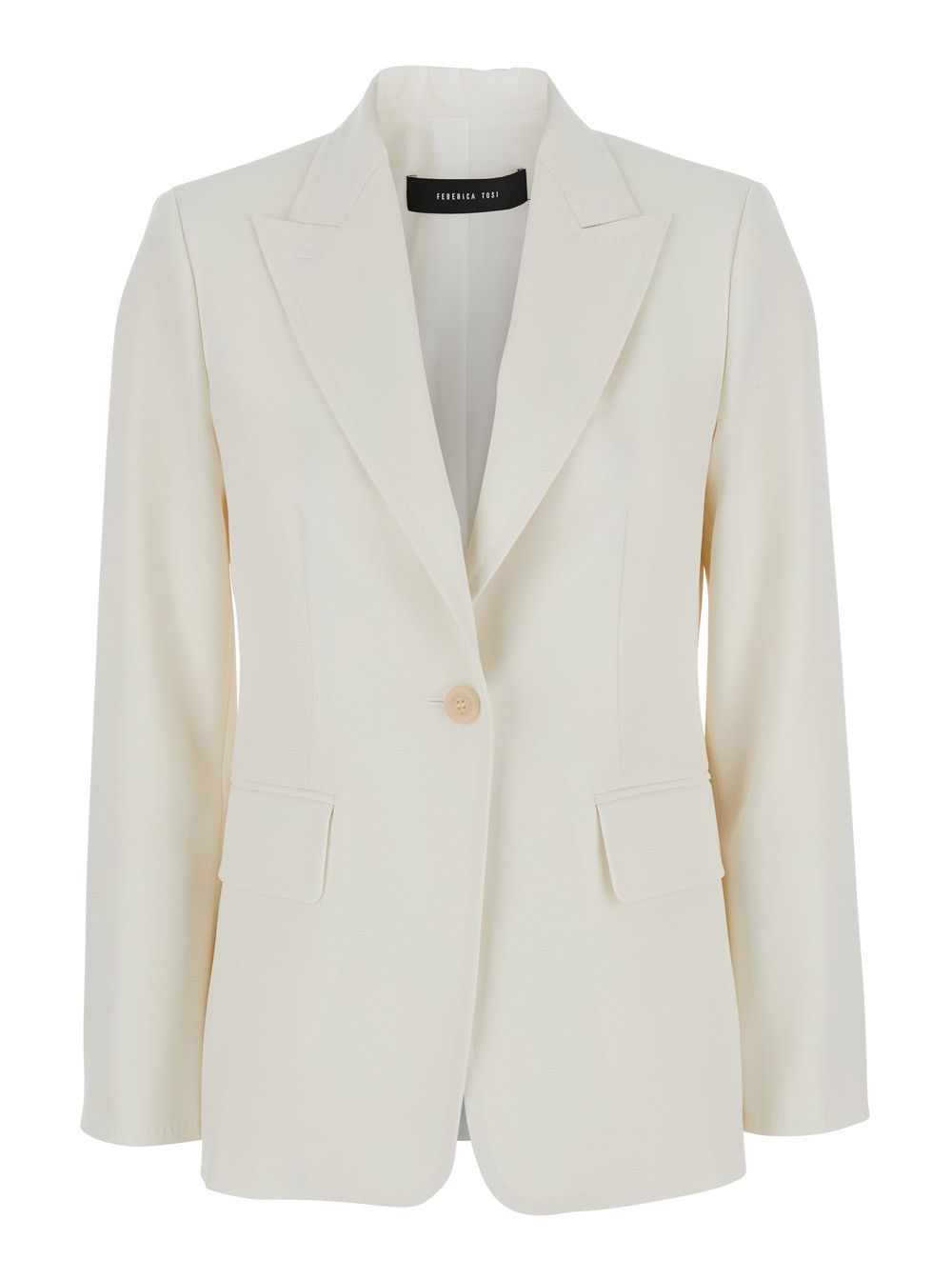 Max Mara 'Palchi' White Jacket with Classic Lapels in Virgin Wool Woman Size M / US 6-8 / IT 42-44 - 1 Thumbnail