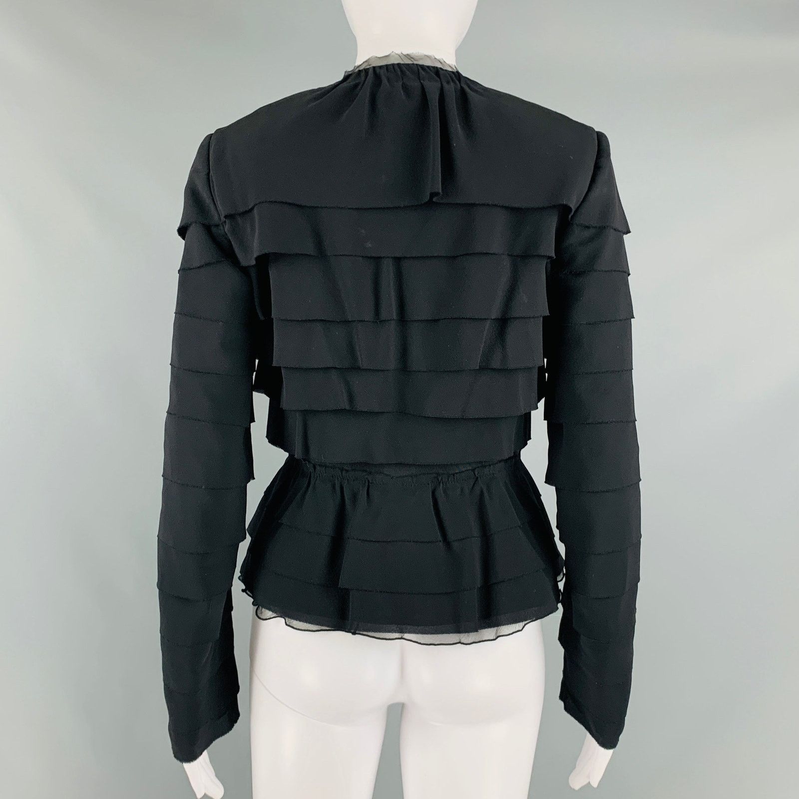 Nina Ricci NINA RICCI Size 6 Black Silk Layered Blazer Size M / US 6-8 / IT 42-44 - 4 Thumbnail