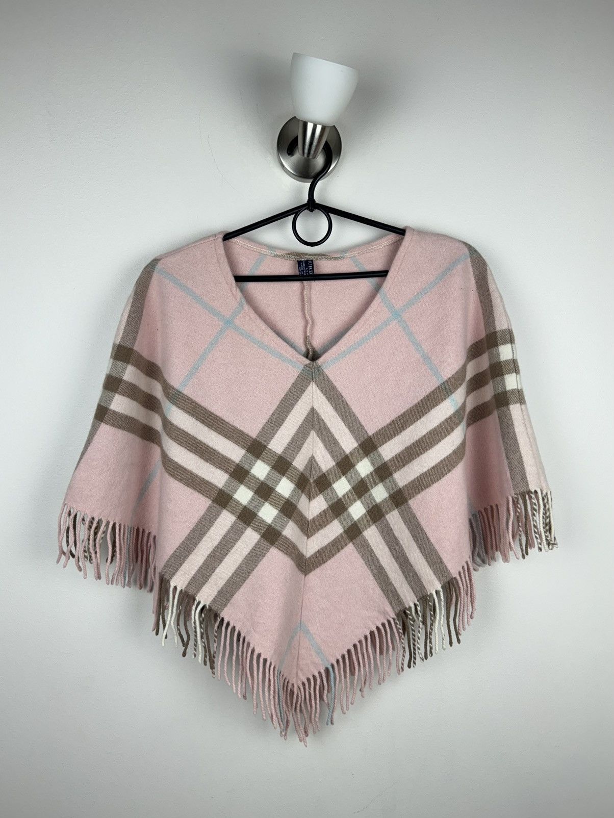 Burberry × Vintage Wool pink poncho Burberry 90s original rare luxury item Size ONE SIZE - 1 Thumbnail