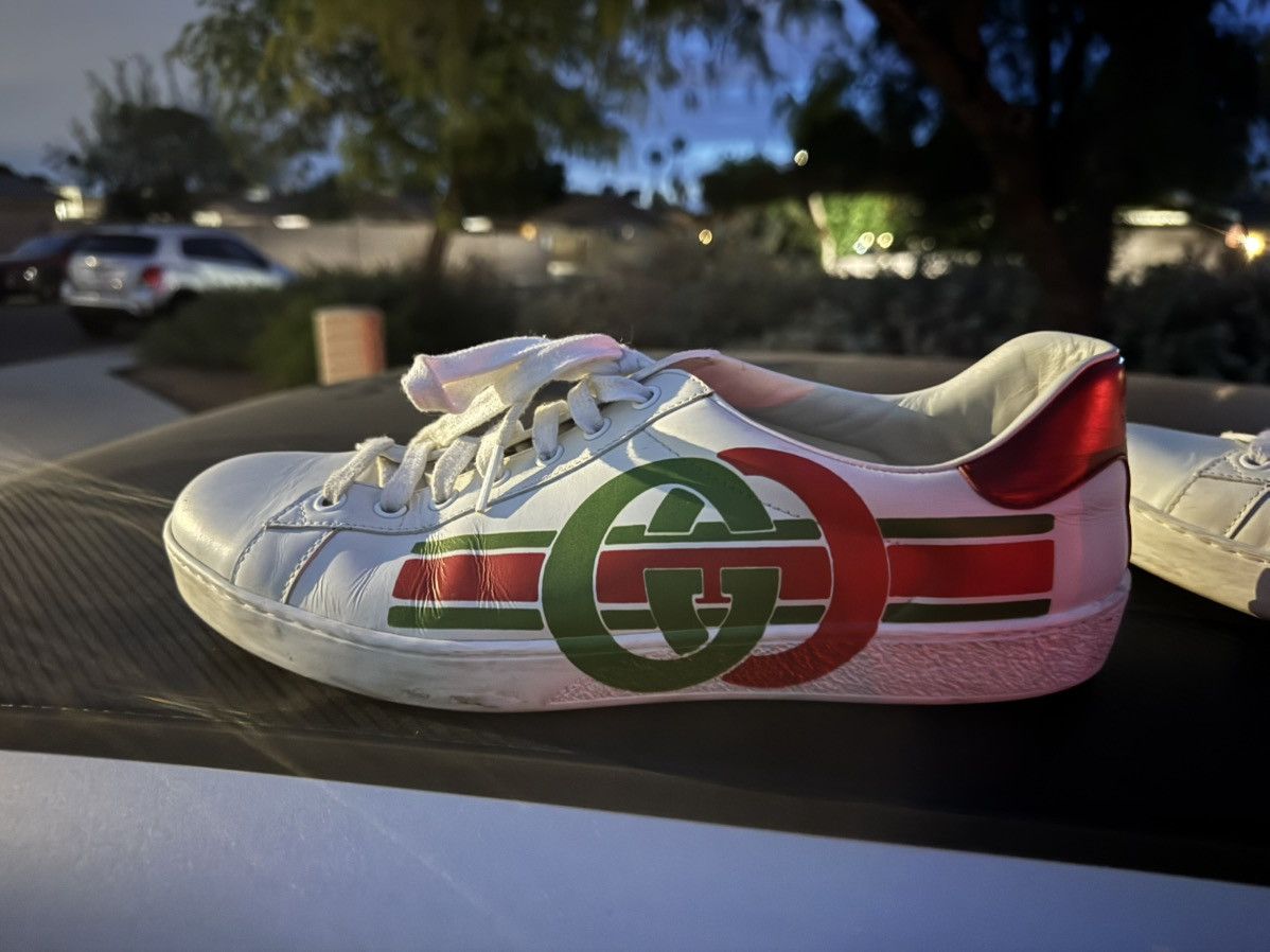 Gucci Gucci Ace Interlocking G sneakers white green red Size US 9 / EU 42 - 1 Thumbnail