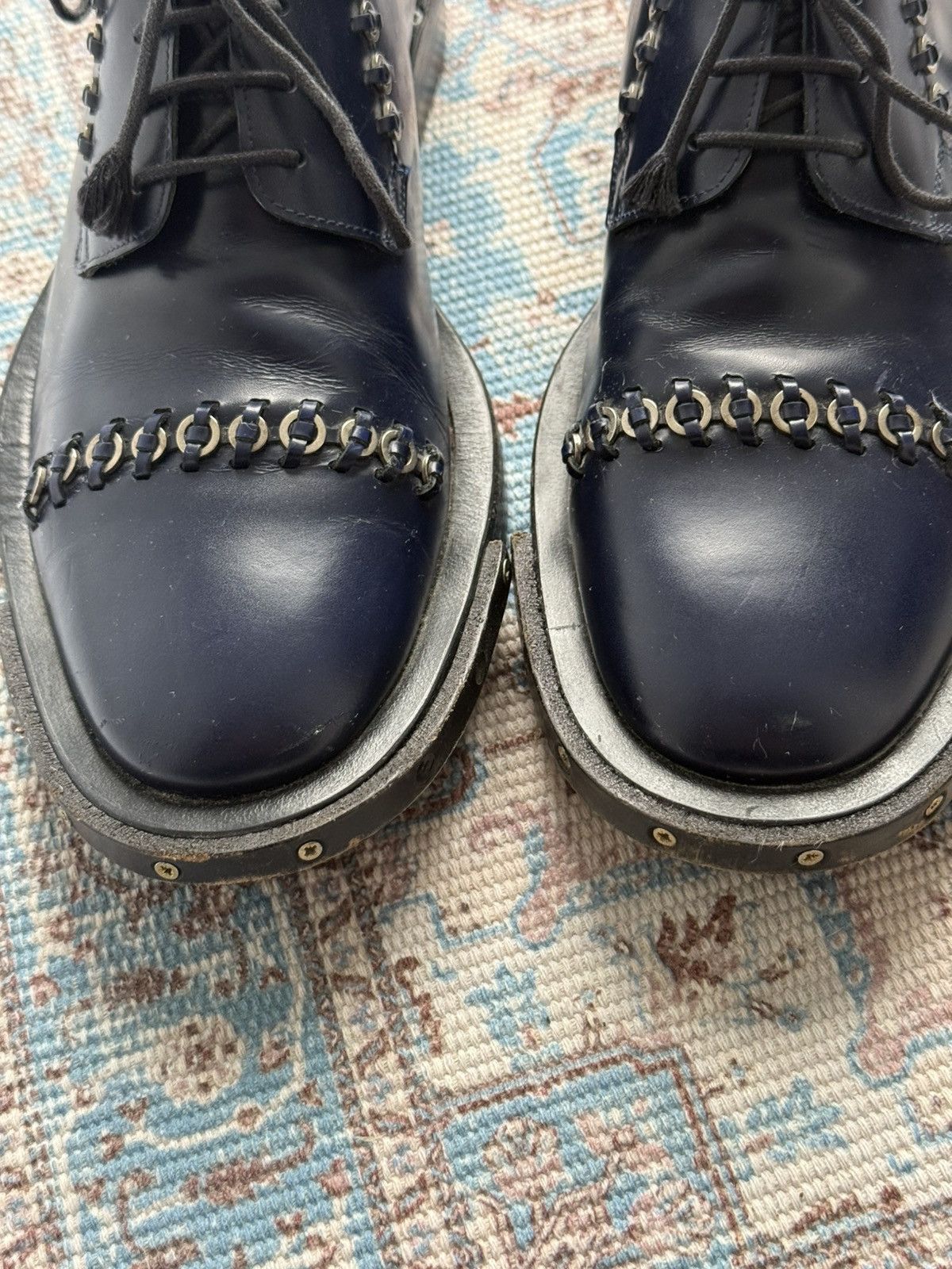 Lanvin Archive 2000s Lanvin Metal LaceUp Oxford Derby Leather Shoes Size US 9 / EU 42 - 6 Thumbnail