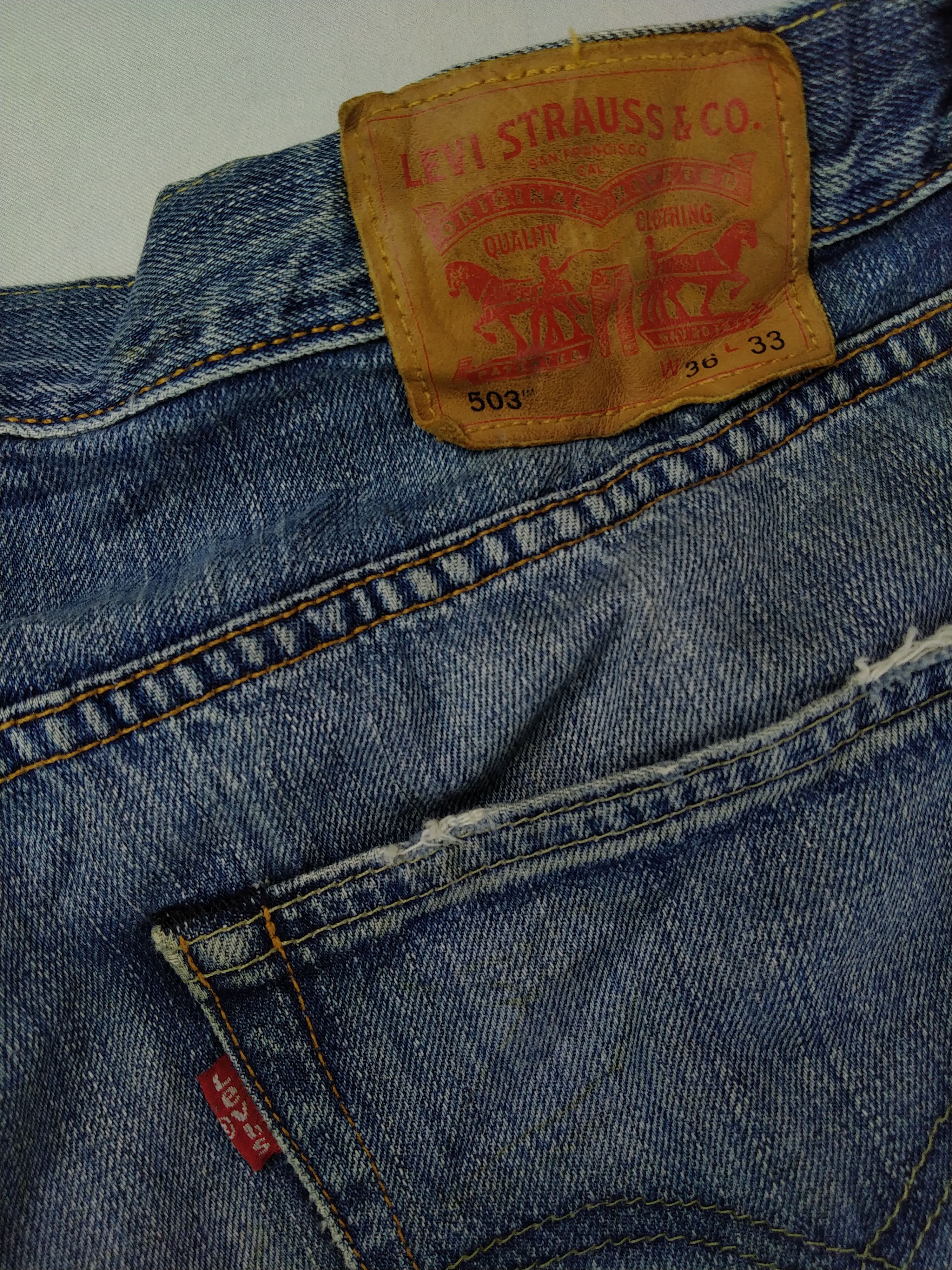 Levi's Faded Blue Levi's 503 Jeans 37x28 Denim -JG041 Size US 37 - 9 Thumbnail