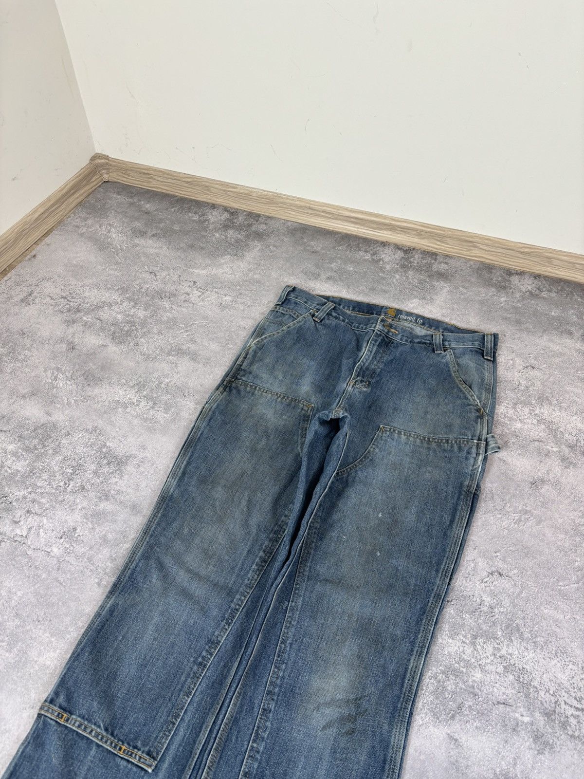 Carhartt Carhartt Men’s Double Knee Denim Jeans Relaxed Fit Blue Size US 34 / EU 50 - 5 Thumbnail