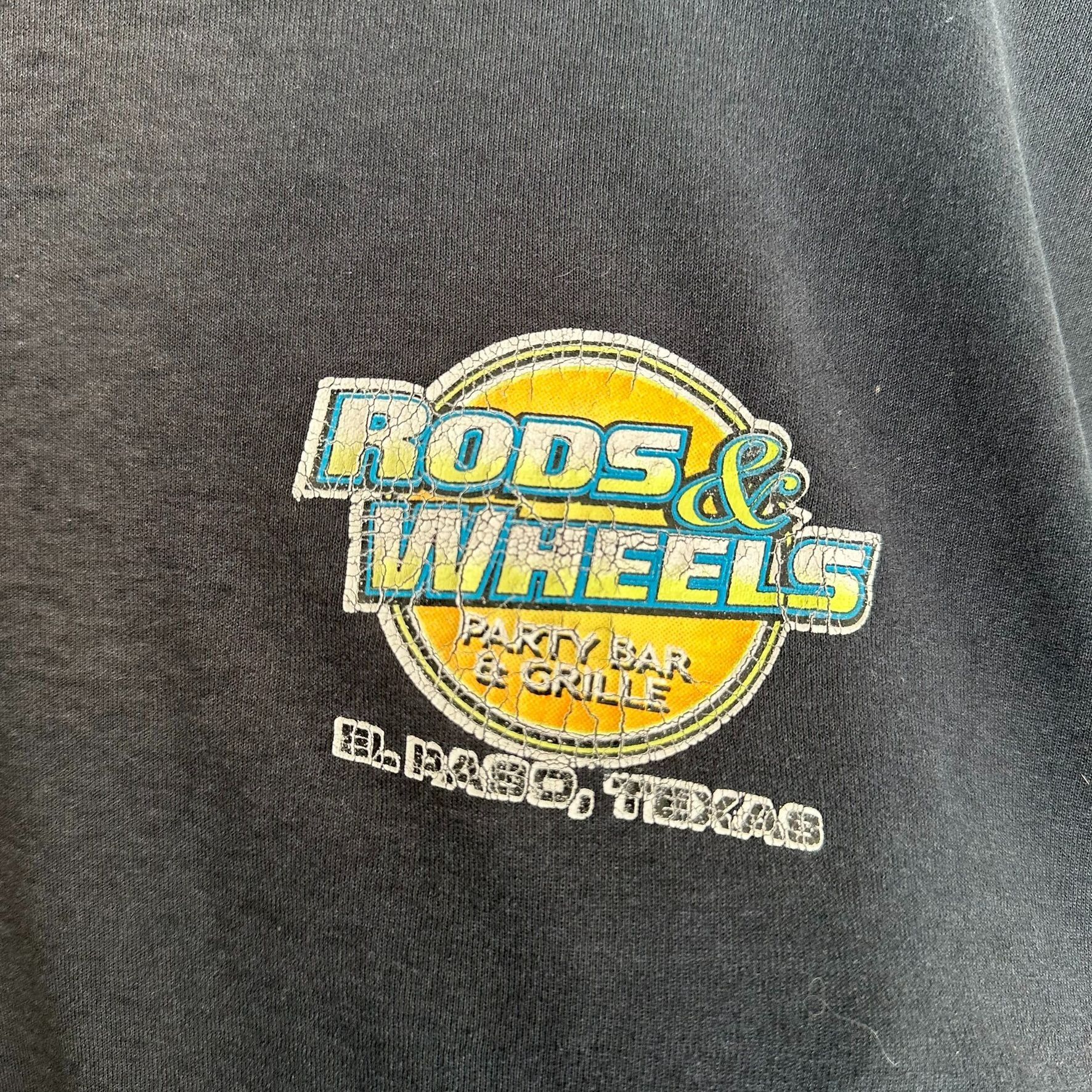 Fruit Of The Loom Vintage Y2K El Paso TX Biker Bar T-Shirt Faded Black Grunge Size US L / EU 52-54 / 3 - 5 Thumbnail