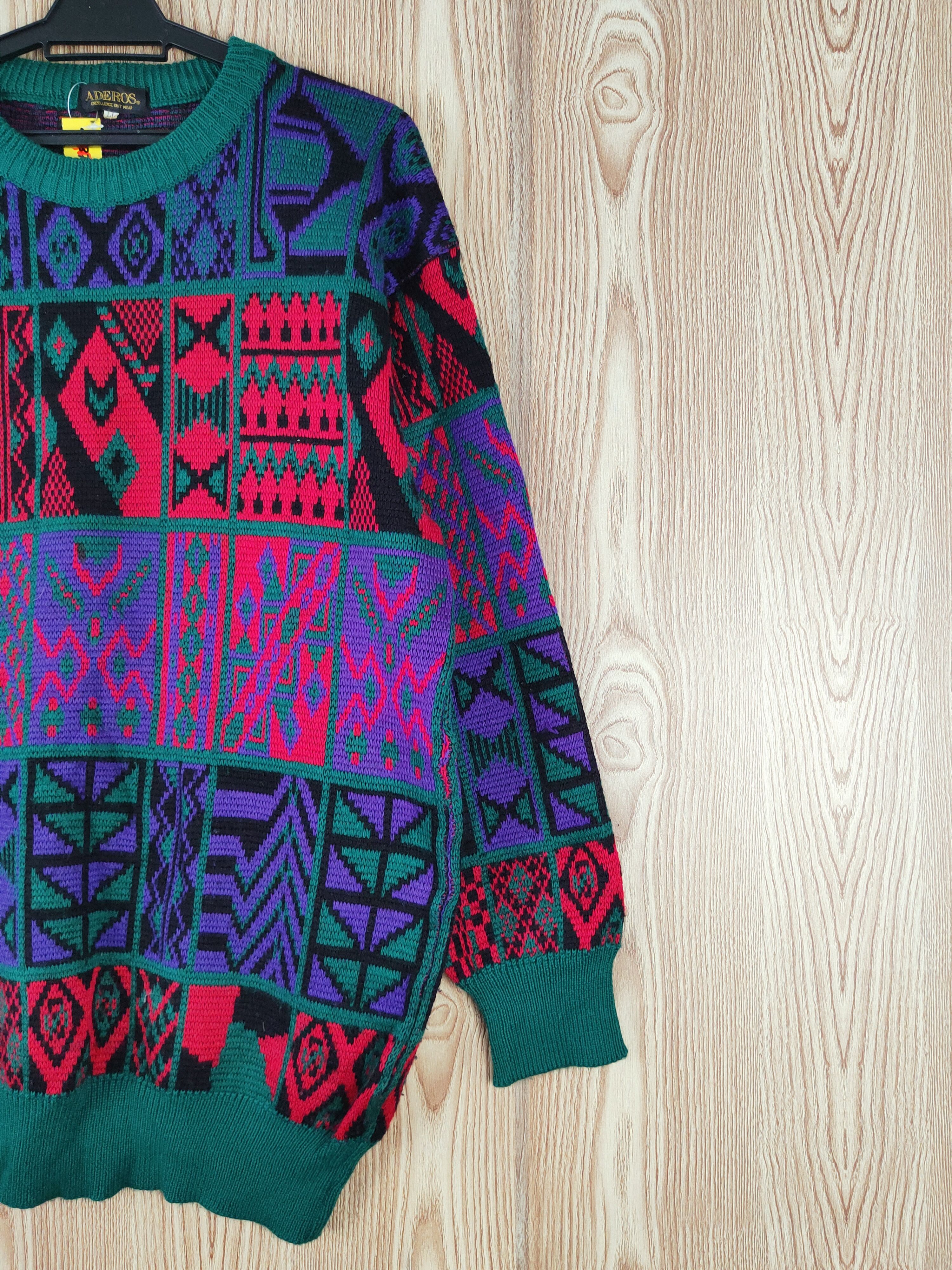 Japanese Brand × Vintage Aderos Green Red Knitwear Sweatshirts #W307 Size US L / EU 52-54 / 3 - 5 Thumbnail