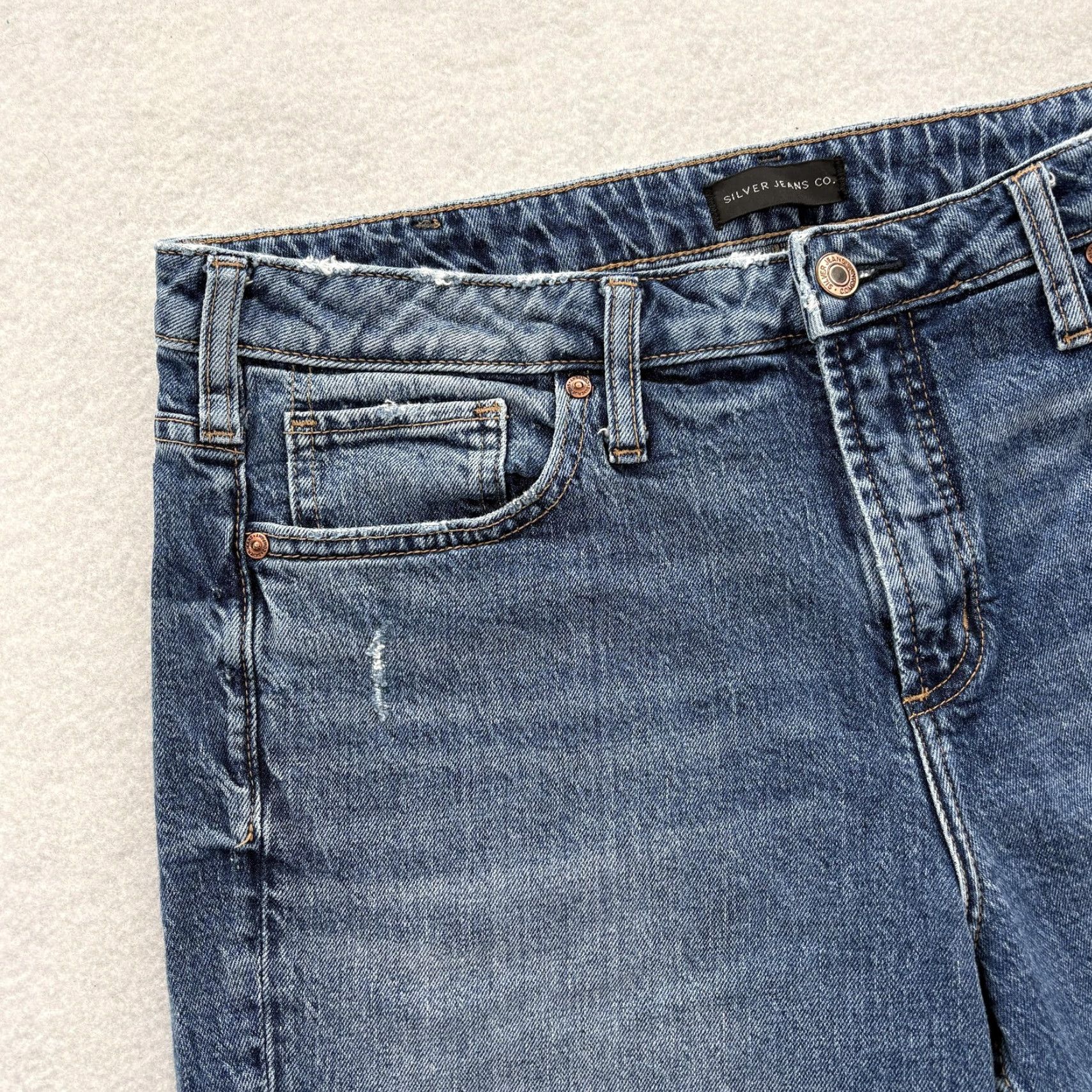 Silver Jeans Co. VINTAGE Silver Jeans Eyes On Wide Womens Jeans 32x26 Blue Relaxed Wide-Leg Crop Stretch Denim Womens Size 24" / US 00 / IT 34 - 3 Thumbnail