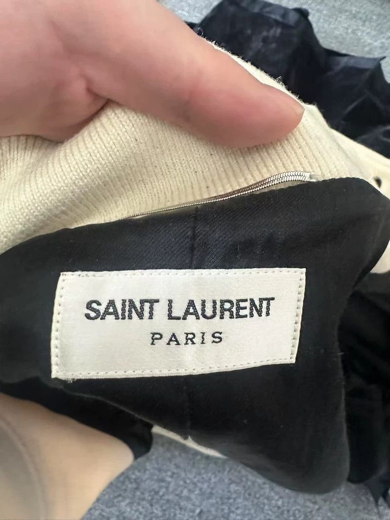 Saint Laurent Paris Saint Laurent White Wool Leather Baseb