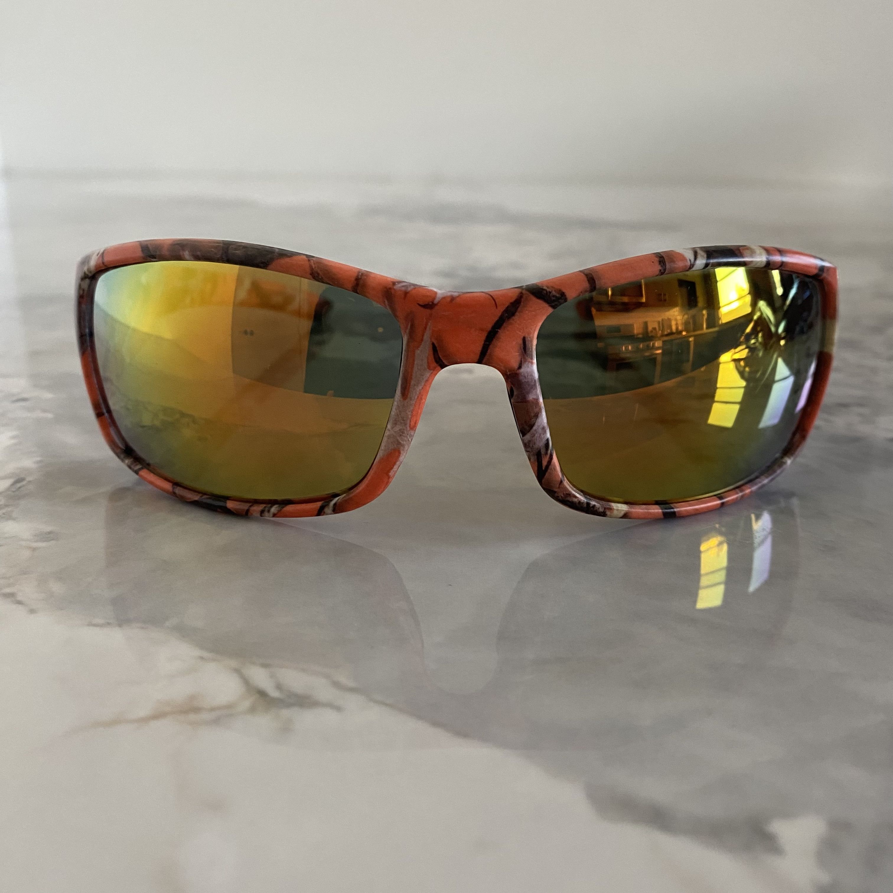 Vintage Orange and Black Camouflage Mirrored Sunglasses Size ONE SIZE - 8 Thumbnail