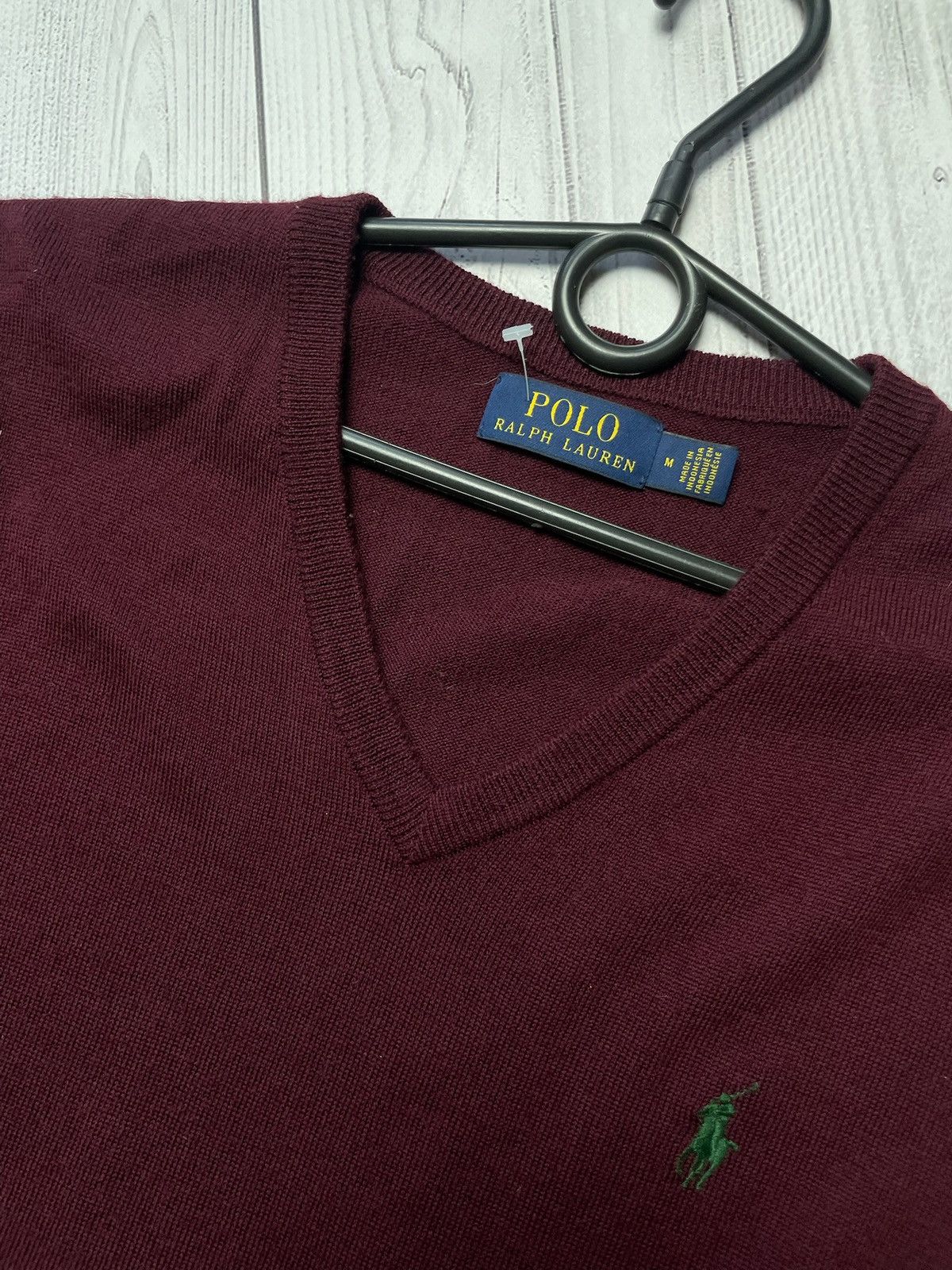 Vintage Vintage polo Ralph Lauren sweater logo red size M V-Neck Size US M / EU 48-50 / 2 - 2 Thumbnail