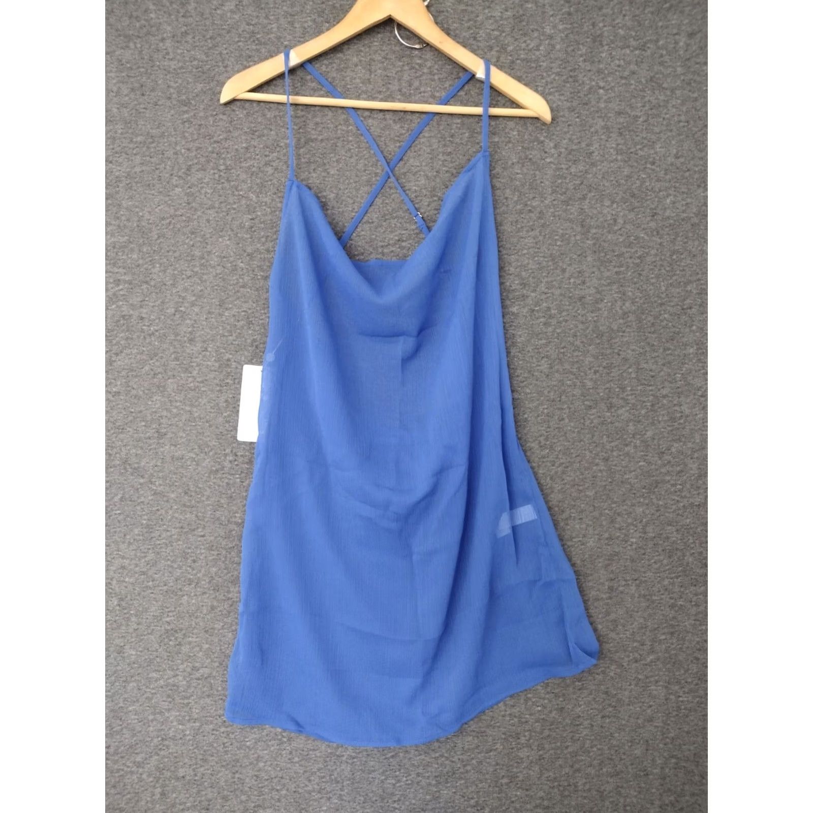 Swims Toluca Swim Women's Mini Cowl Neck Sheer Dress Blue XL Dress Casual Beach Sleeveless Knee Length Women XL Blue Size XL / US 12-14 / IT 48-50 - 2 Thumbnail