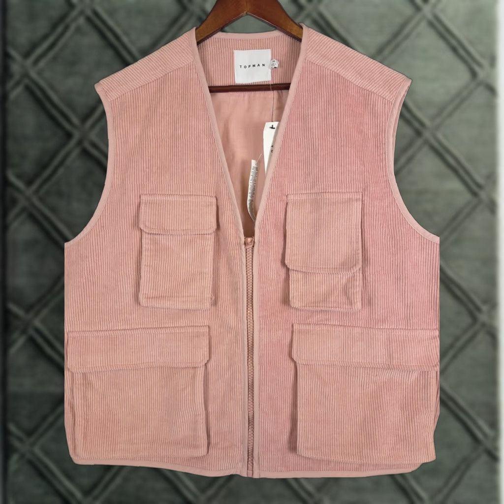 **Topman Preppy Mens XL Pink Corduroy Vest Zip Up Golf** User: Topman Preppy Mens XL Pink Corduroy Vest Zip Up Golf