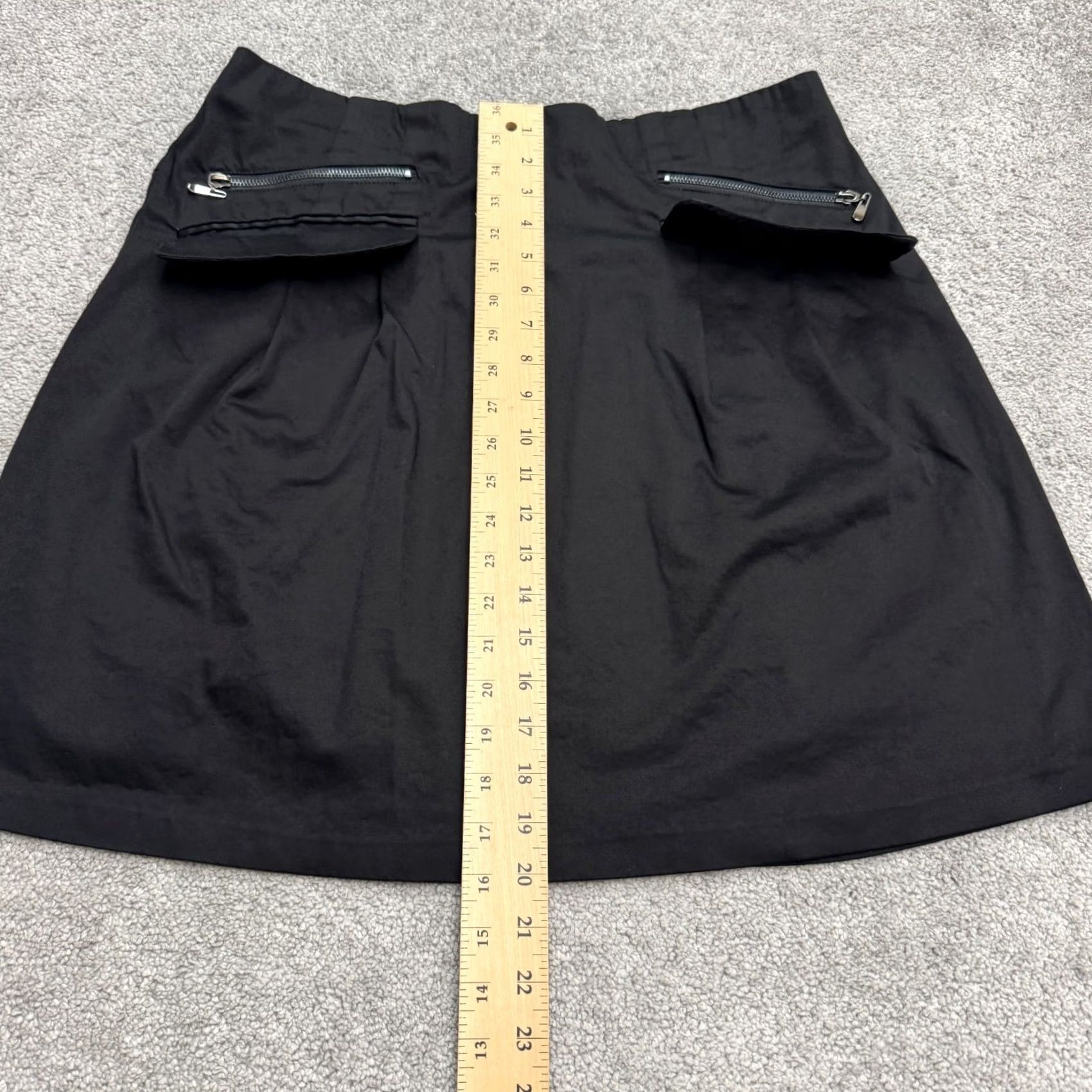 Vintage Zoe D. Pleated A-Line Mini Skirt Womens L Black Zipped Pockets Stretch Skirt Womens L Black Mini Pockets Zipper Fitted Vintage: No Size 36" / US 14 / IT 50 - 5 Thumbnail