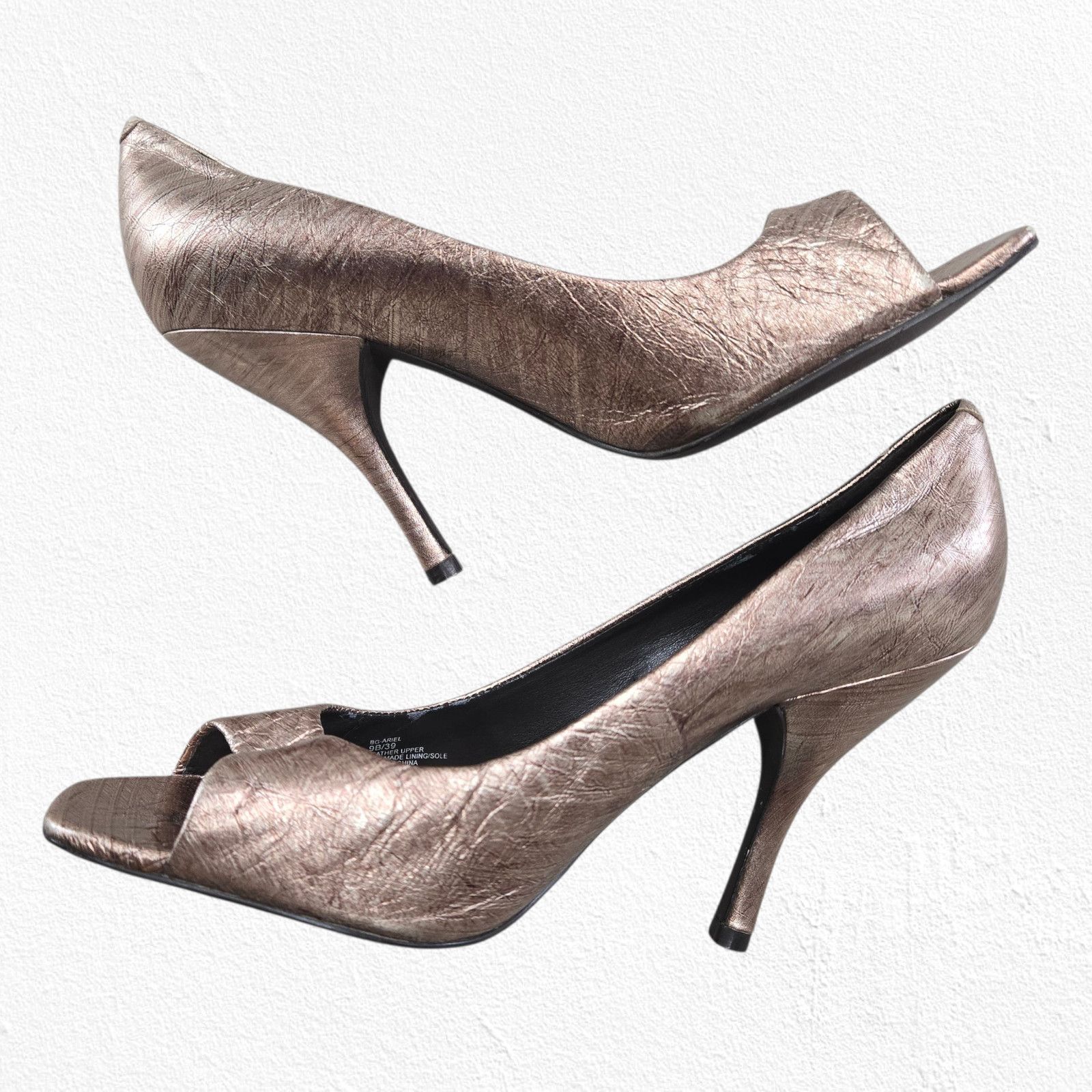 Bcbgmaxazria BCBGeneration Bronze Metallic Peep Toe Stiletto Heels Size 9 Size US 9 / IT 39 - 15 Thumbnail