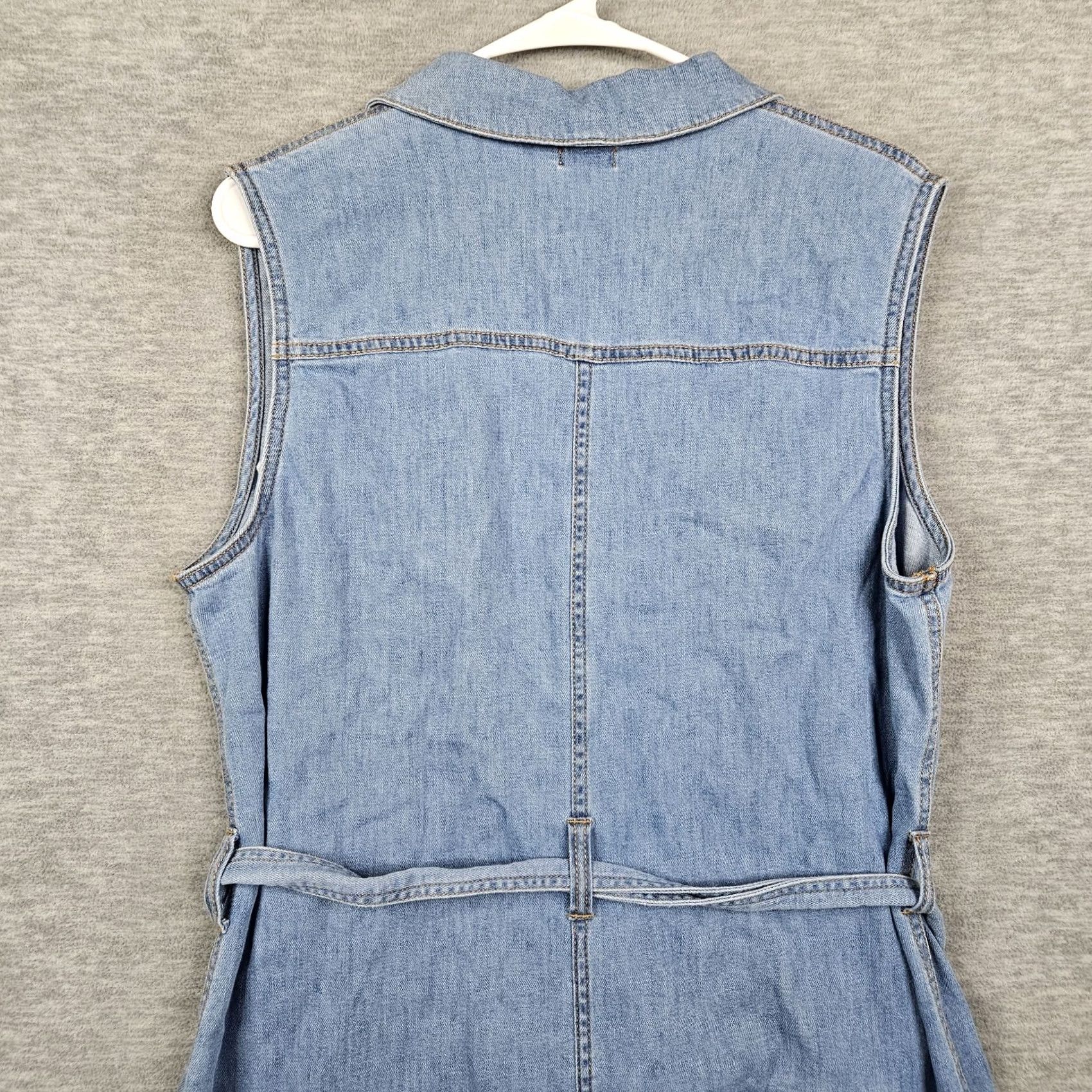Faherty Faherty Jumpsuit Denim Blue Sleeveless Button Up size 8 Women’s Cotton Linen Blend­ One-Piece Size 30" / US 8 / IT 44 - 7 Thumbnail
