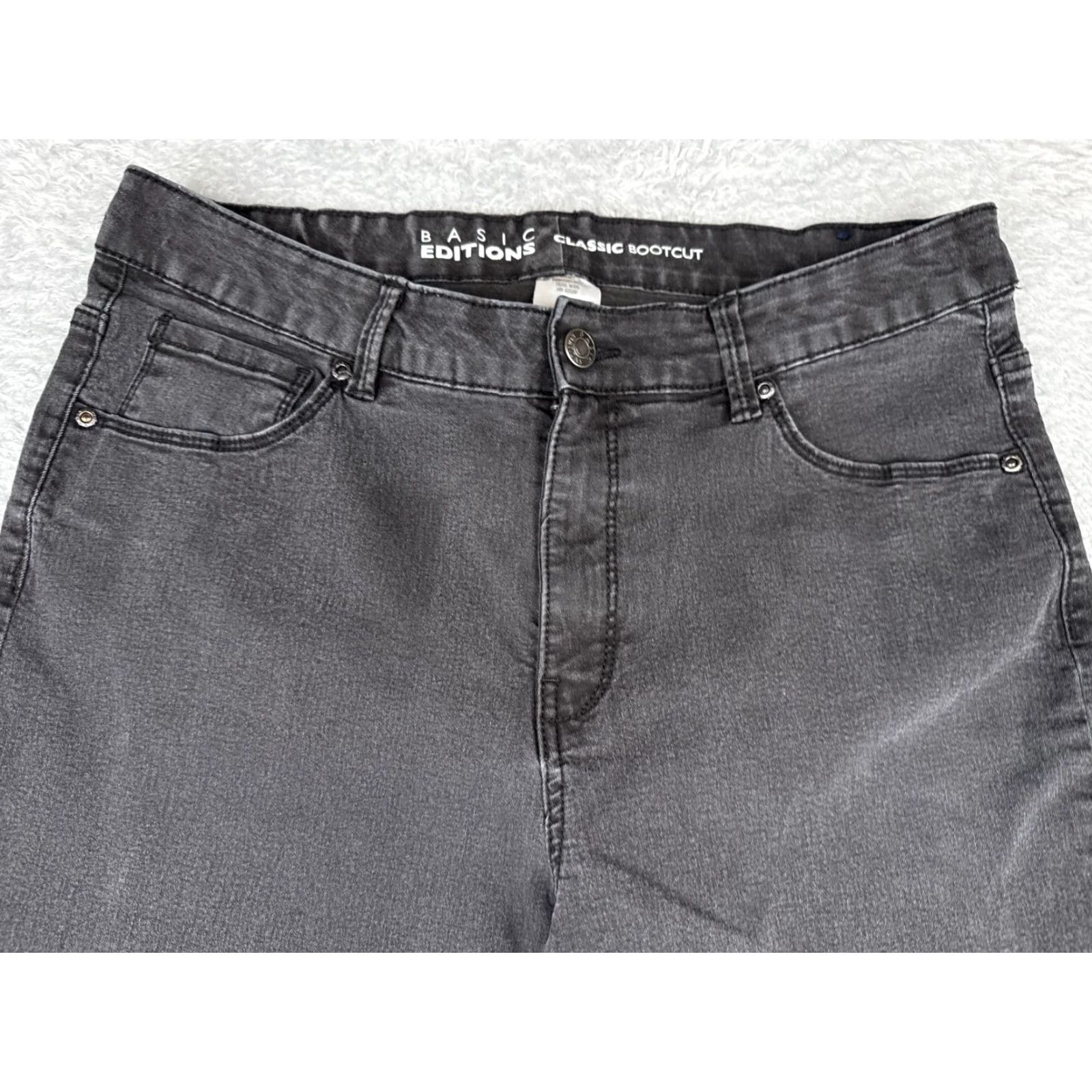 Basic Editions Basic Editions Jeans Womens 12 Black Denim Bootcut Mid Rise Cotton Blend 32x27 Size 34" / US 12 / IT 48 - 4 Thumbnail