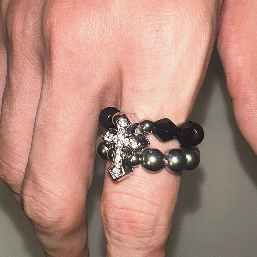 Jewelry Cross Retro Jewelry Rings Open Size Chrome Ring (Size 7-13) Size ONE SIZE - 3 Thumbnail