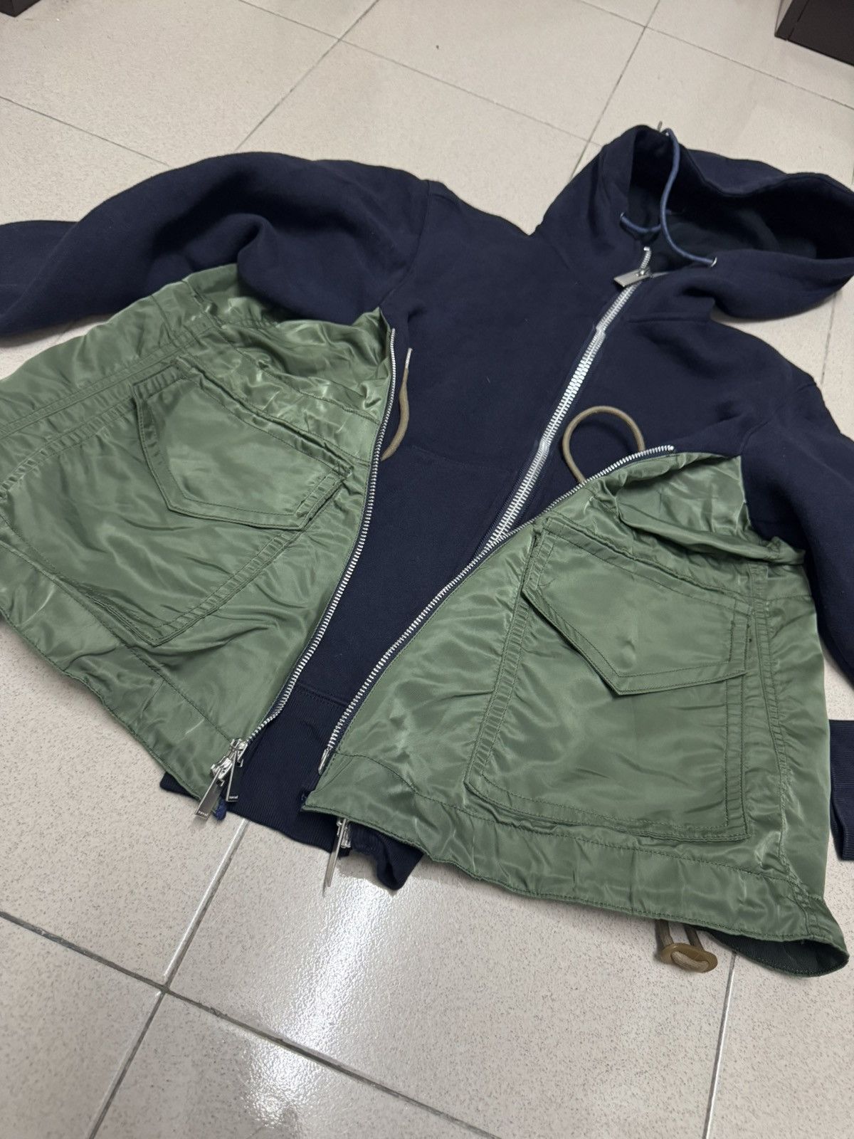 Sacai SACAI SCW-060 SPONGE SWEAT X MA-1 ZIPPER HOODIE Size US S / EU 44-46 / 1 - 11 Thumbnail