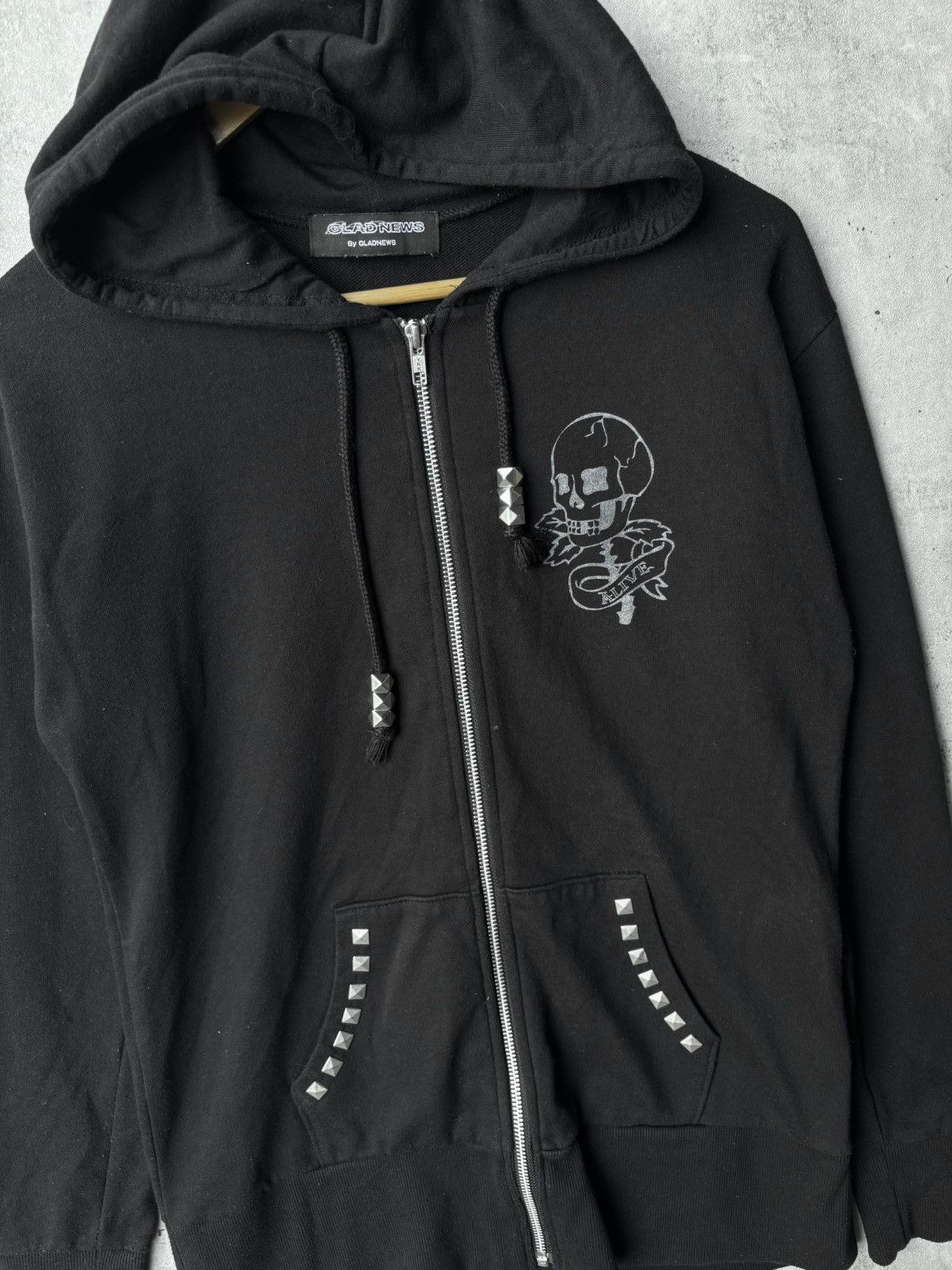 If Six Was Nine Vintage Y2K GLAD NEWS Skull Skeleton Punk Hoodie Zip Up Size US S / EU 44-46 / 1 - 6 Thumbnail