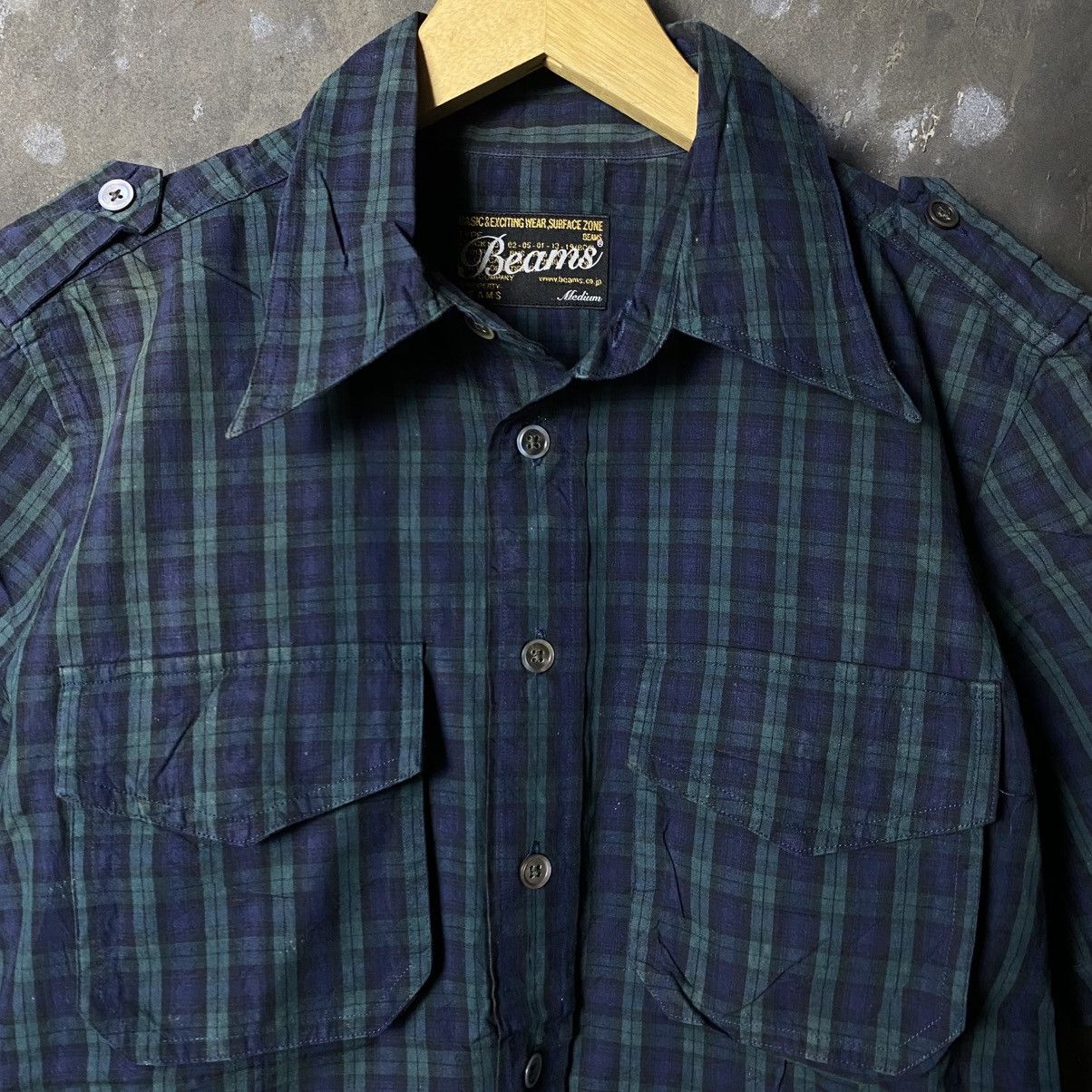 Beams Plus × Japanese Brand Beams plaid embossed pocket uniform shirt Size US M / EU 48-50 / 2 - 4 Thumbnail