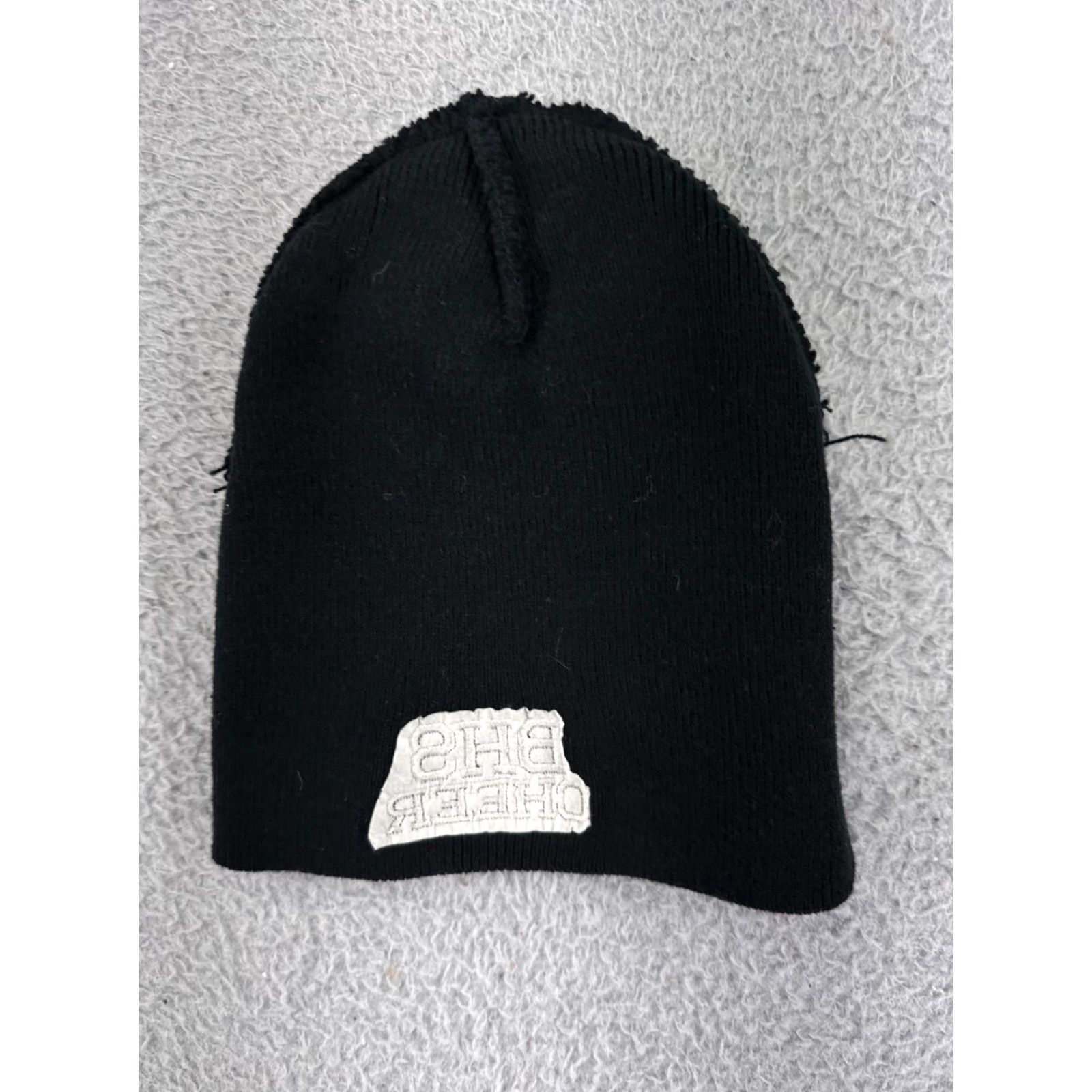 Vintage BHS Cheer Beanie Hat Adult One Size Black Knit Lined Snow Ski Mens Size ONE SIZE - 5 Thumbnail