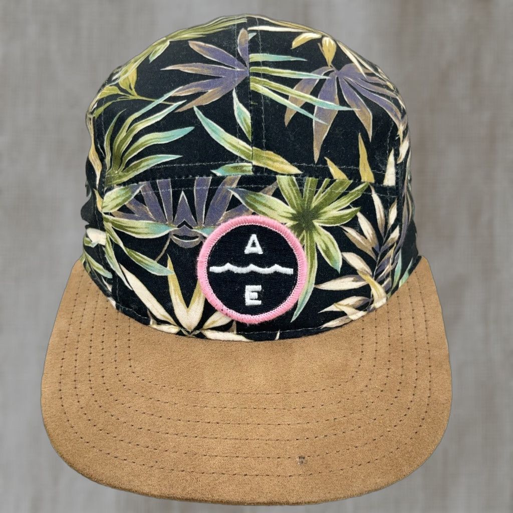 American Eagle Outfitters American Eagle Hat Men One Size Black 5 Panel Floral Suede Bill Adjustable Beach Vacation AEO Size ONE SIZE - 1 Thumbnail