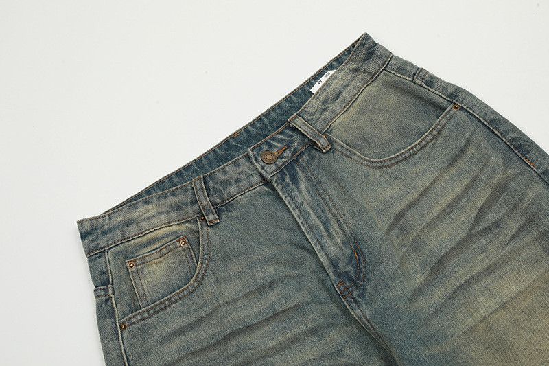 Japanese Brand Men's washed distressed ripped casual straight loose jeans Size US 32 / EU 48 - 3 Thumbnail