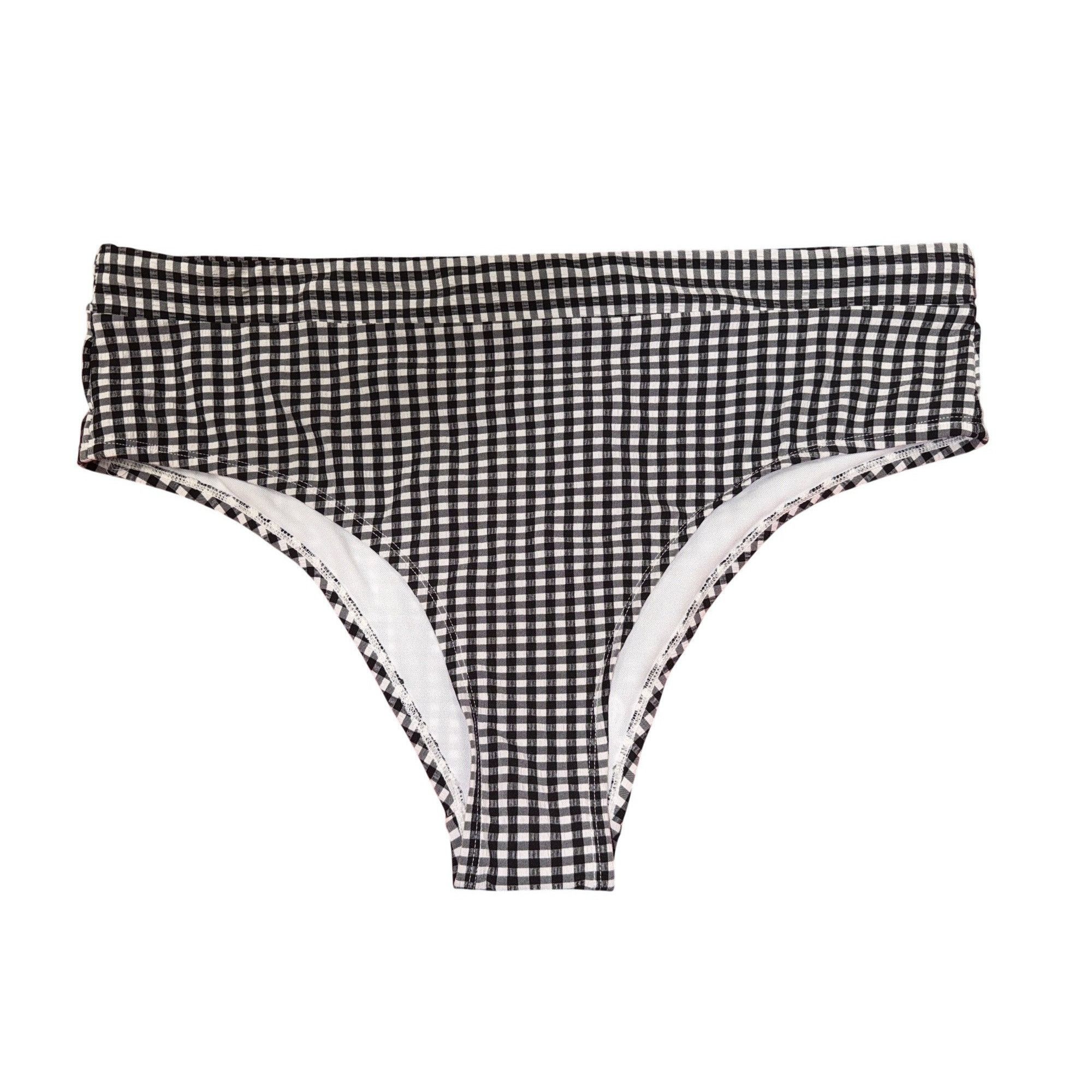 Other Black & White Gingham High-Waist Bikini Bottoms By Xhilarati Size ONE SIZE - 2 Thumbnail