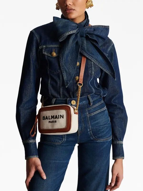 Balmain o1s1wg110825 OS/ B-Army Canvas Mini Bag in Brown Size ONE SIZE - 4 Thumbnail