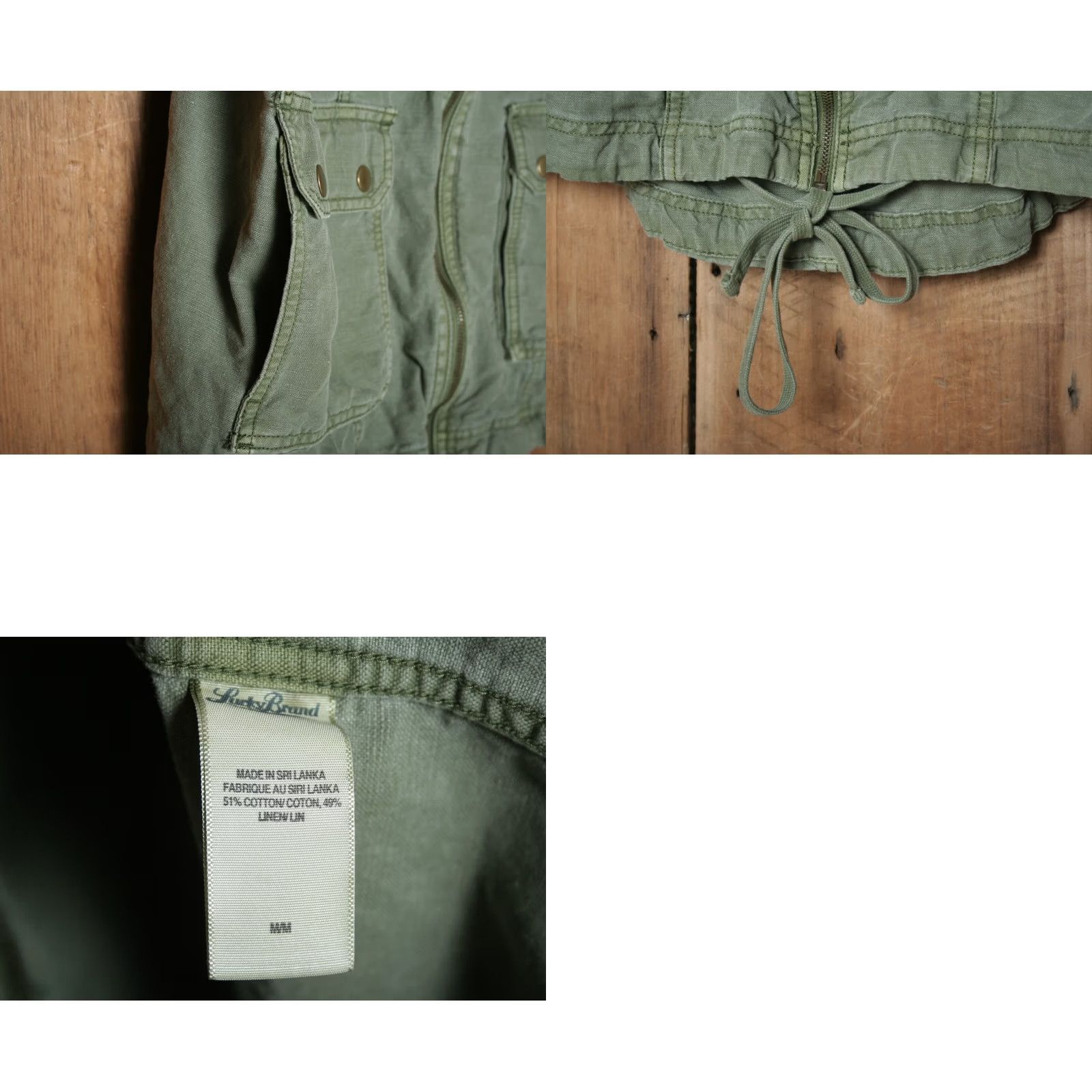 Lucky Brand LUCKY BRAND Live in Love Army Green Linen Blend Military Vest Sz. M Women Shirt Vest Military Jacket Green M Ladies Zip Size M / US 6-8 / IT 42-44 - 8 Thumbnail