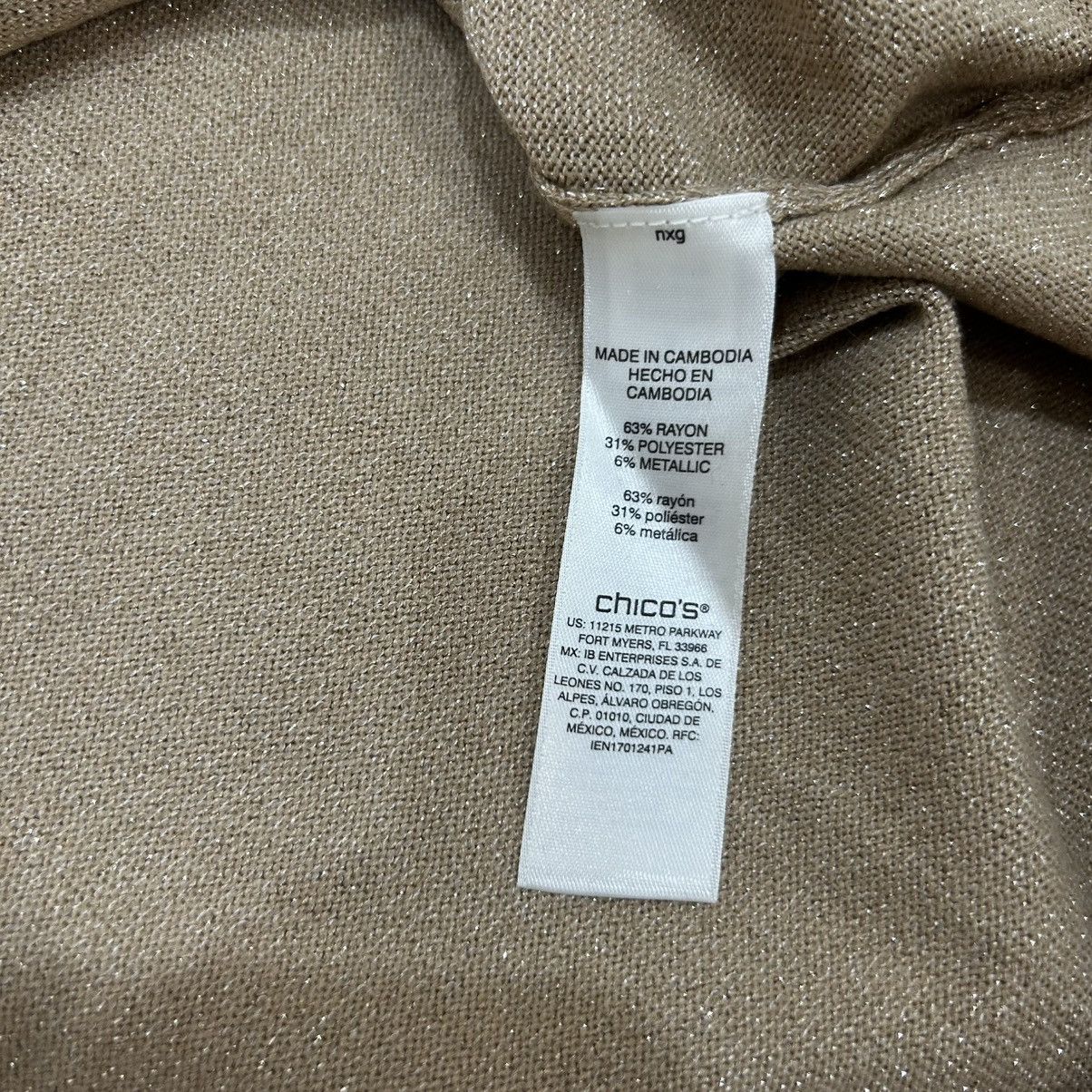 Chicos Beautiful Chicos Gold Shimmer Top (US XL) Size XL / US 12-14 / IT 48-50 - 3 Thumbnail