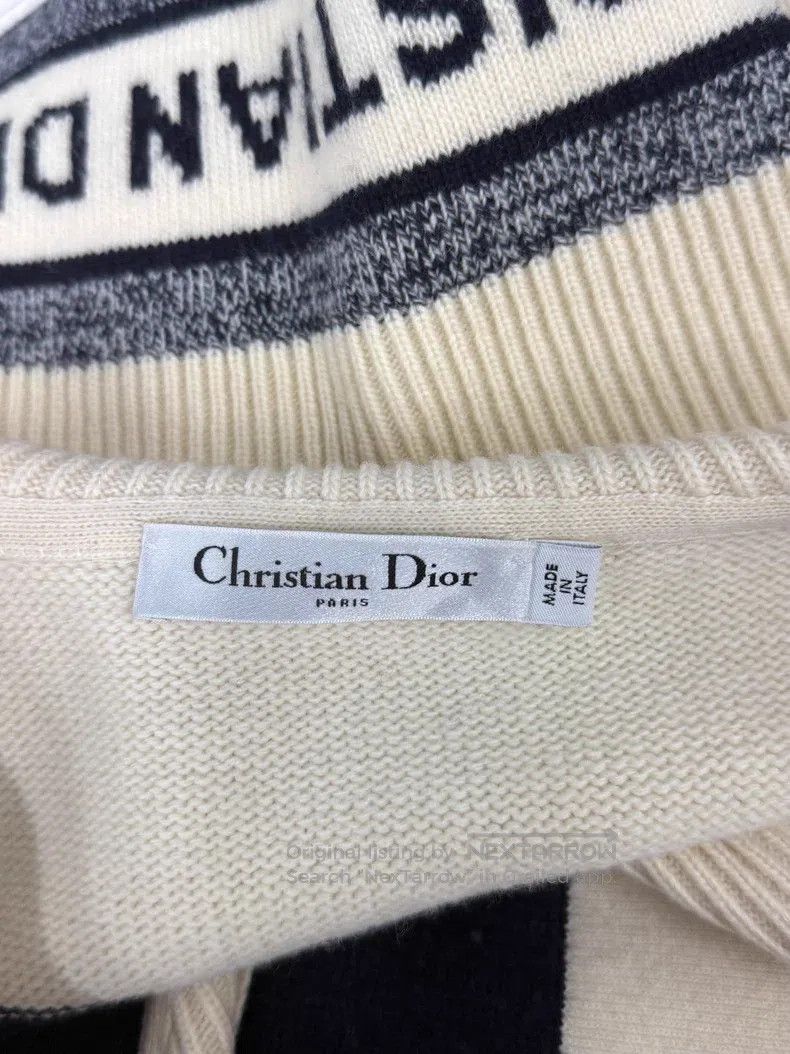 Dior Dior Blue and white colour-blocked striped navy collar kni Size M / US 6-8 / IT 42-44 - 4 Thumbnail