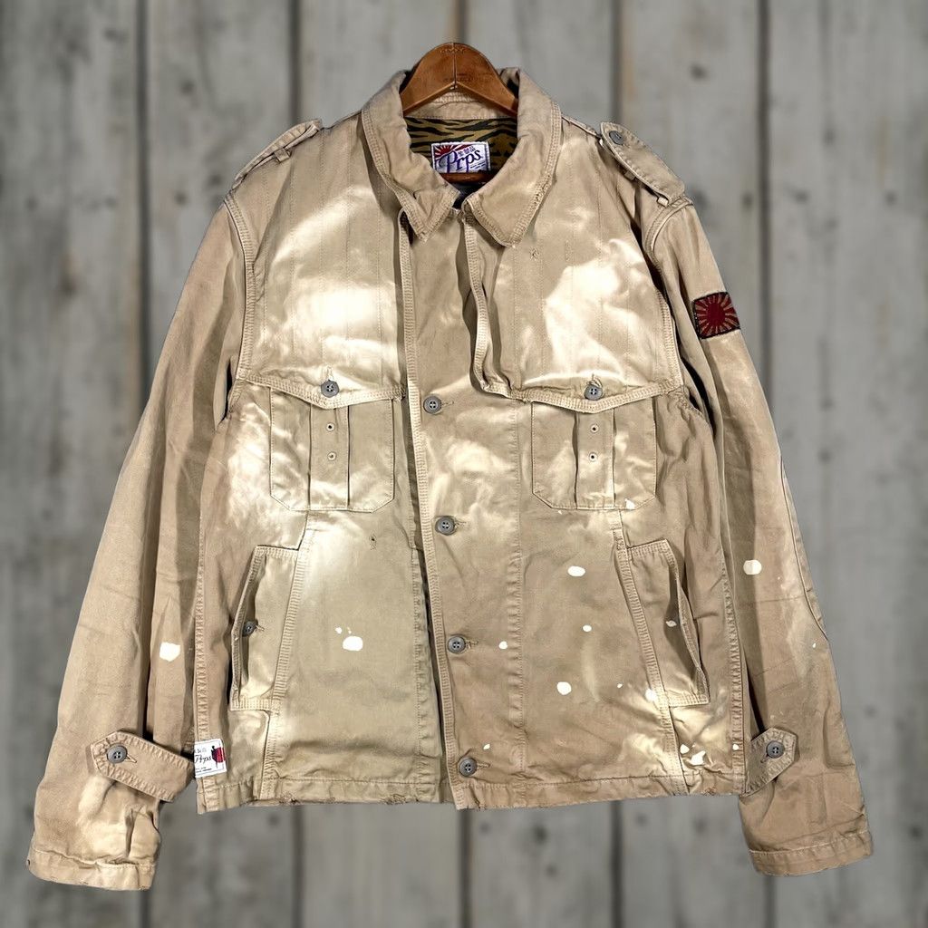 Prps VINTAGE PRPS x Zimbabwe Military Jacket L Mens Canvas Khaki Beige Distressed WWII 90s Japan Donwan Harrell Heritage Capstone Military Jacket Size US L / EU 52-54 / 3 - 1 Thumbnail