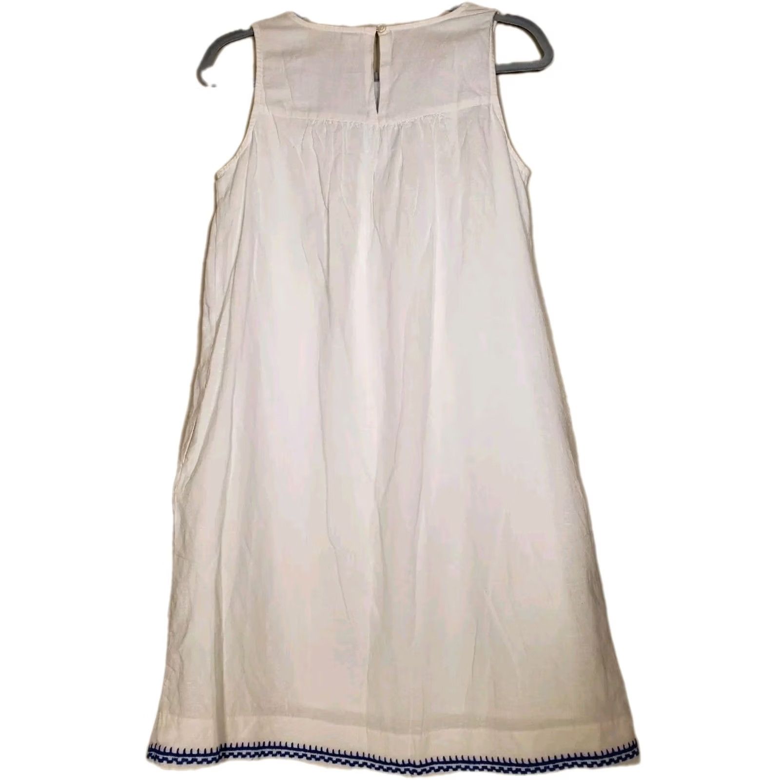 J.Crew J. Crew Shift Dress Womens XS White Blue Floral Embroidered Linen Cotton Vacation Size XS / US 0-2 / IT 36-38 - 4 Thumbnail