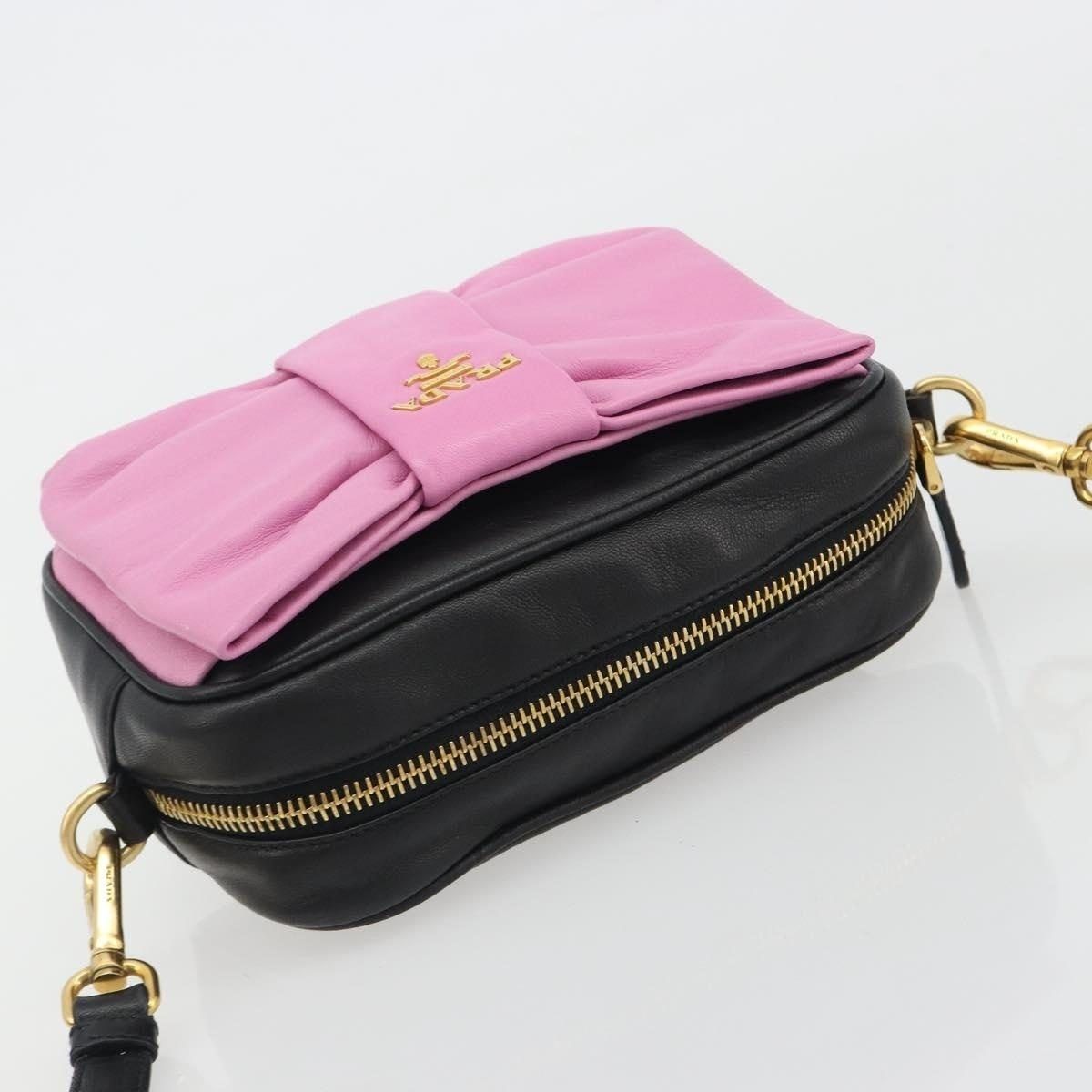 Prada Prada Leather Ribbon Shoulder Bag Black Size ONE SIZE - 6 Thumbnail