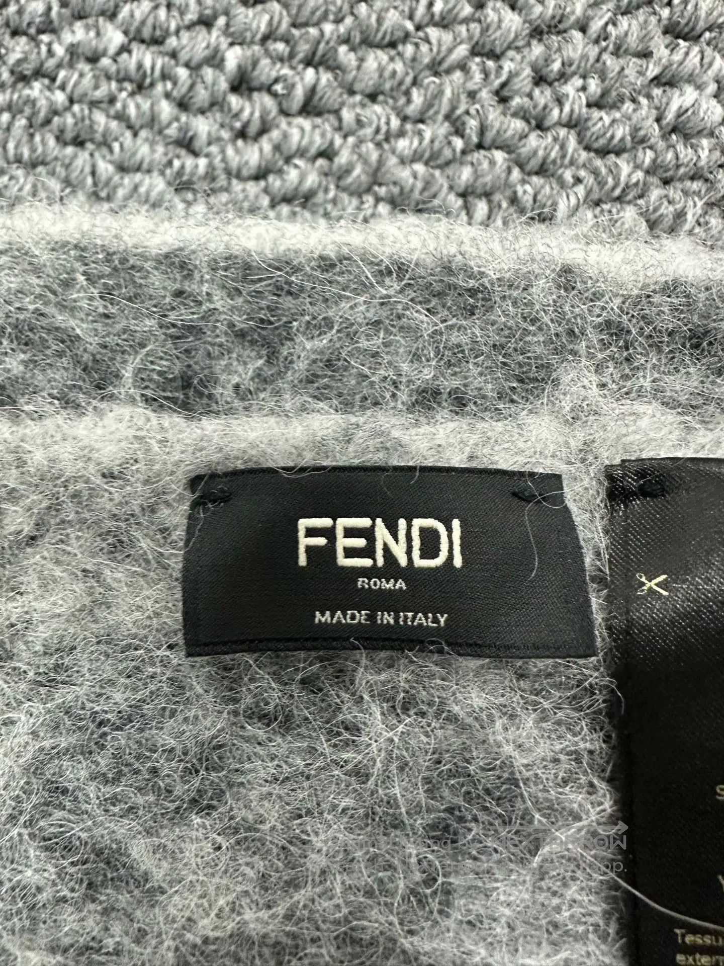 Fendi FENDI Gray Vintage Full-Print Alpaca Wool Fringe Scarf| Size ONE SIZE - 4 Thumbnail